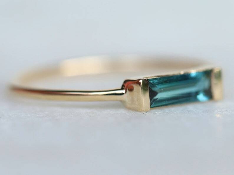Indicolite Blue Tourmaline Ring Engagement Ring Wedding Ring Dainty Ring Gifts