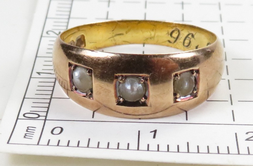 Victorian Seed Pearl Wedding Right Hand Ring 13K Rose Gold Size 7 UK-N1/2
