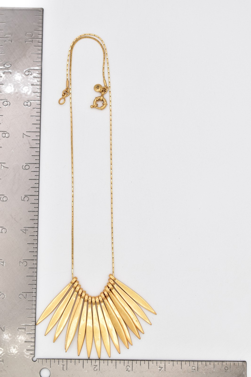 Madewell Gold Spike Statement Necklace Minimalist Fringe Bib Collar Modern BinK