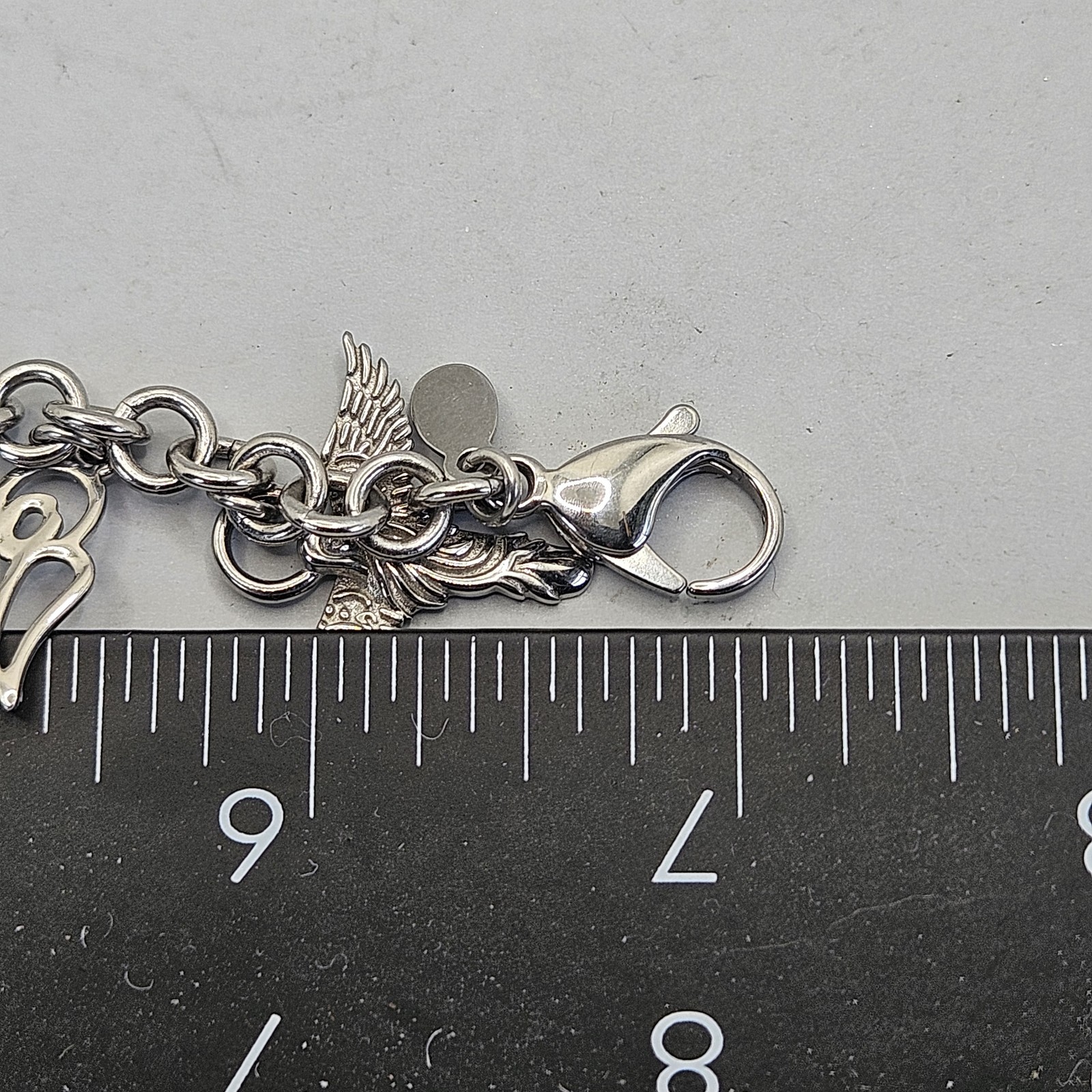 Milor Charm Bracelet Guardian Angel Cherub Stainless Steel Silver Tone 7″ Chain