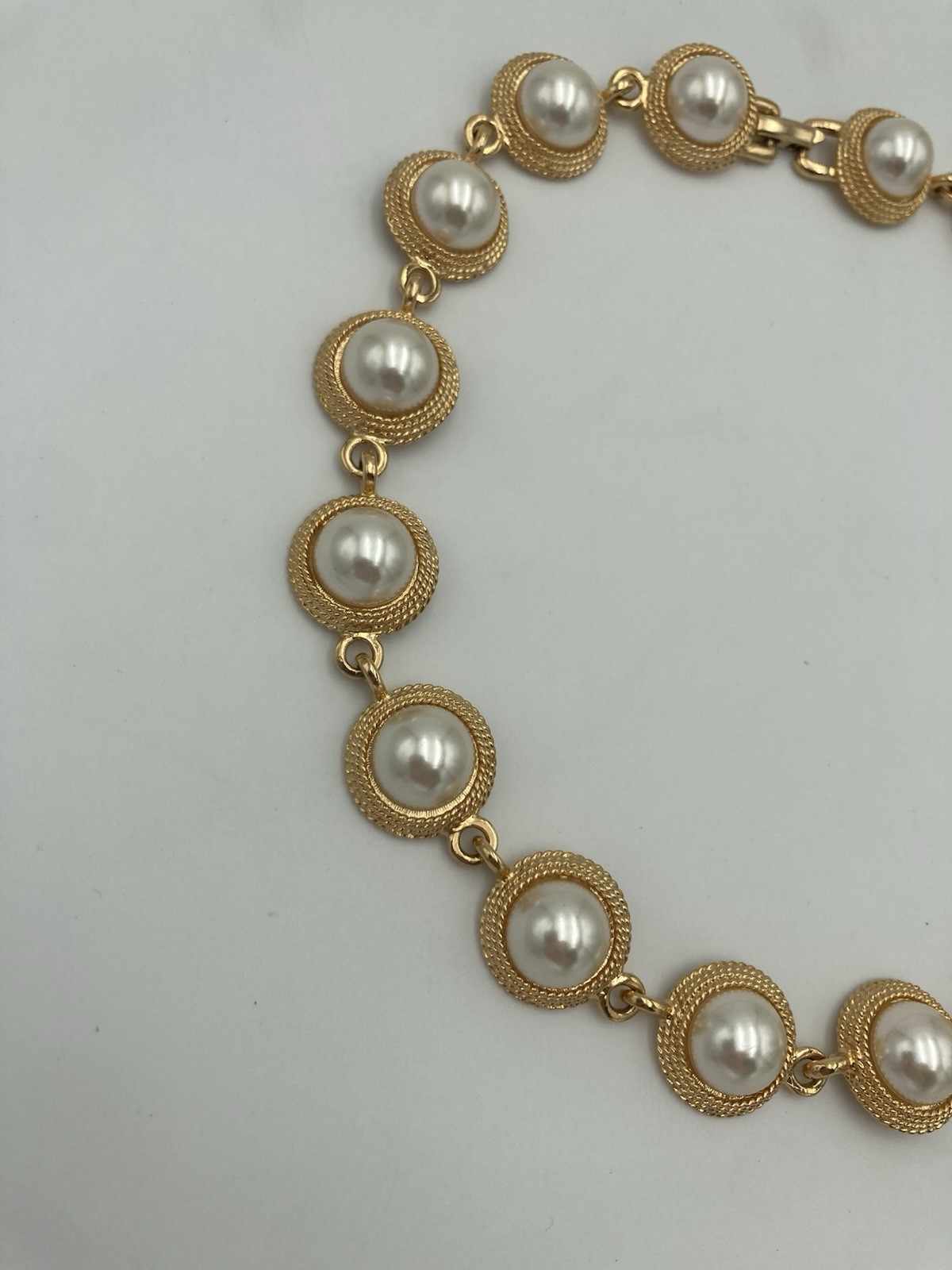 Napier Faux Pearl Goldtone Choker 16.5 In Necklace 80s 90s Chunky Unique Vintage