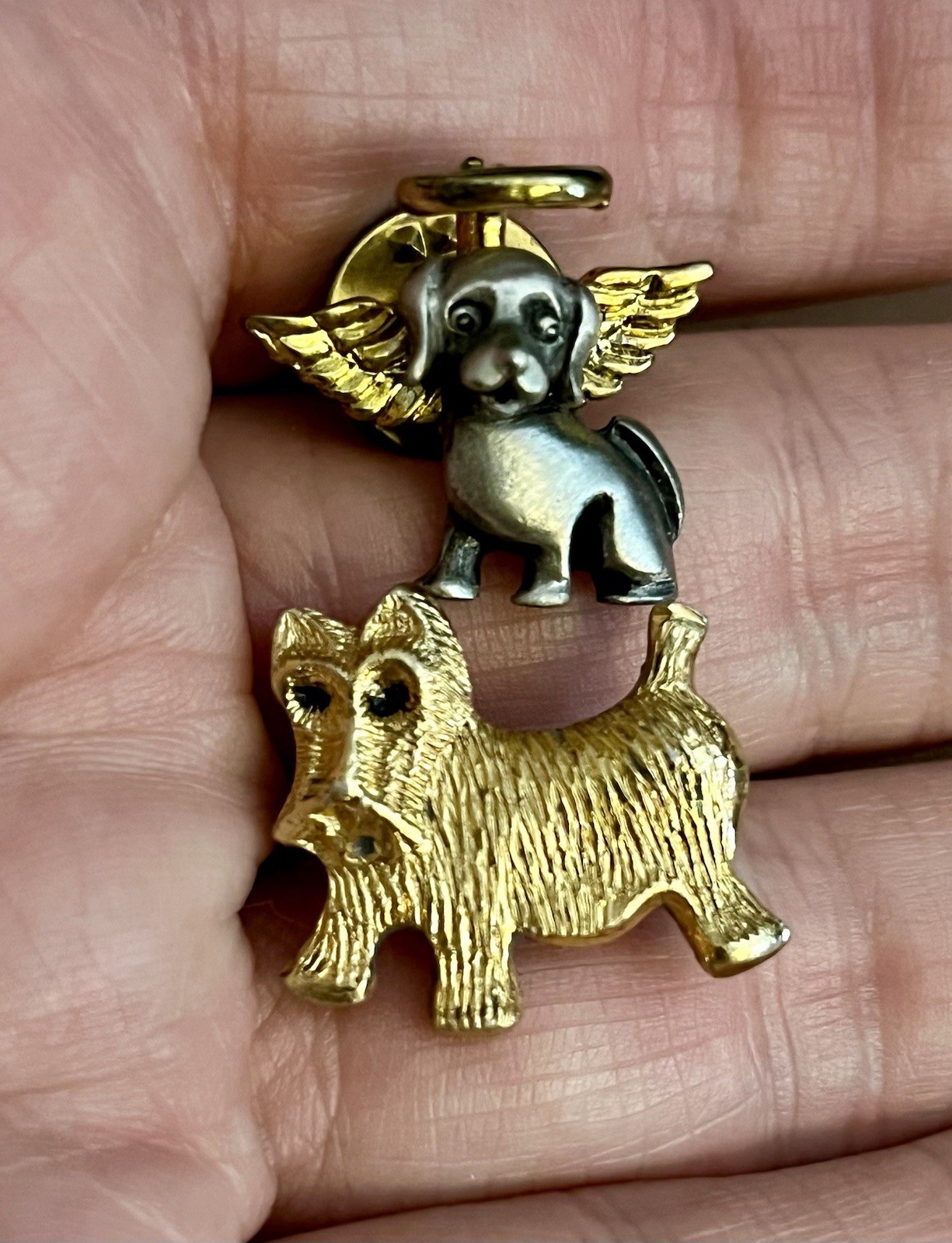 Lot of 4 Vintage Dog Puppy Themed Pieces of Jewelry Pins Necklace Scottie Poodle