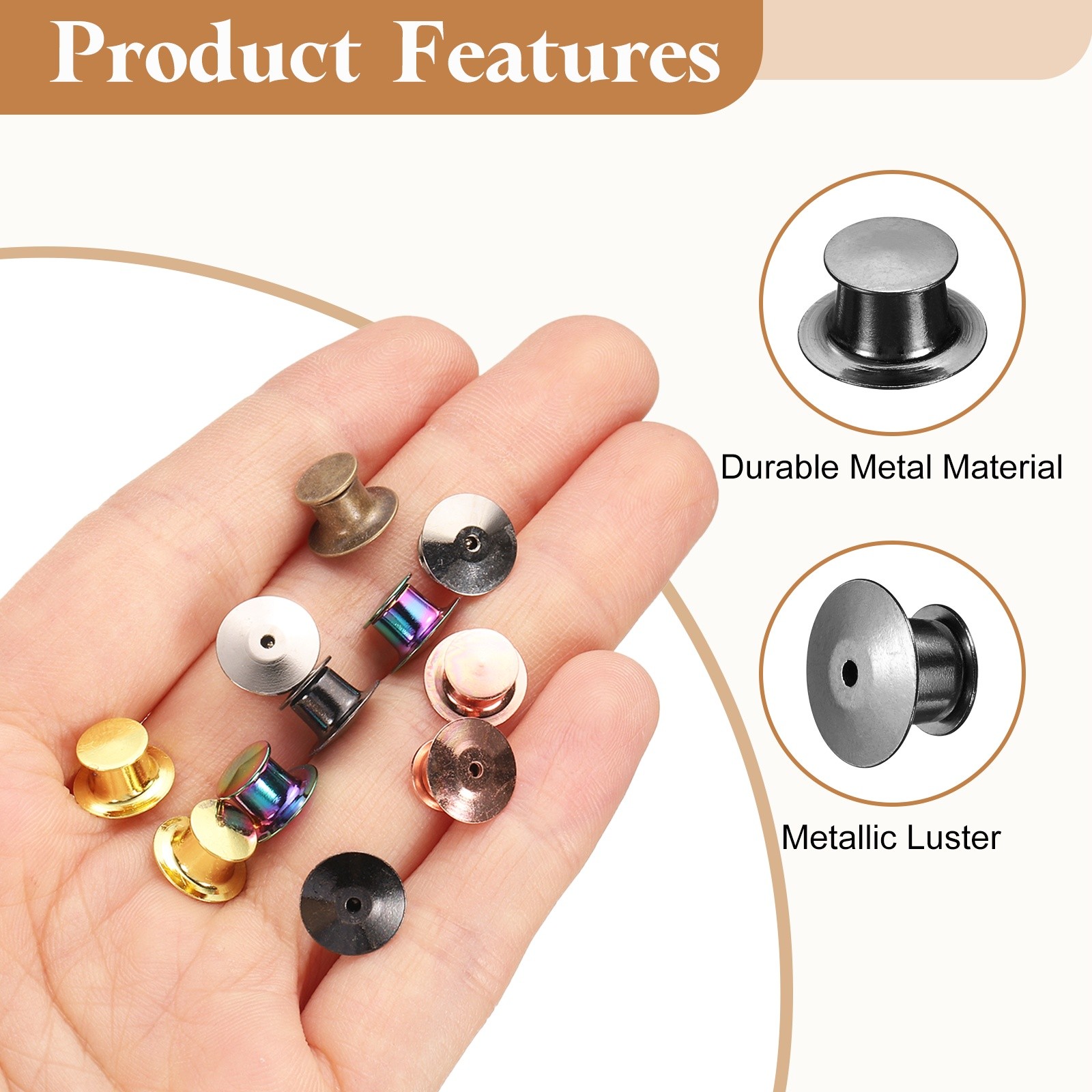 40Pcs Metal Locking Pin Backs, Pin Keepers Locking Clasp, Metallic Black