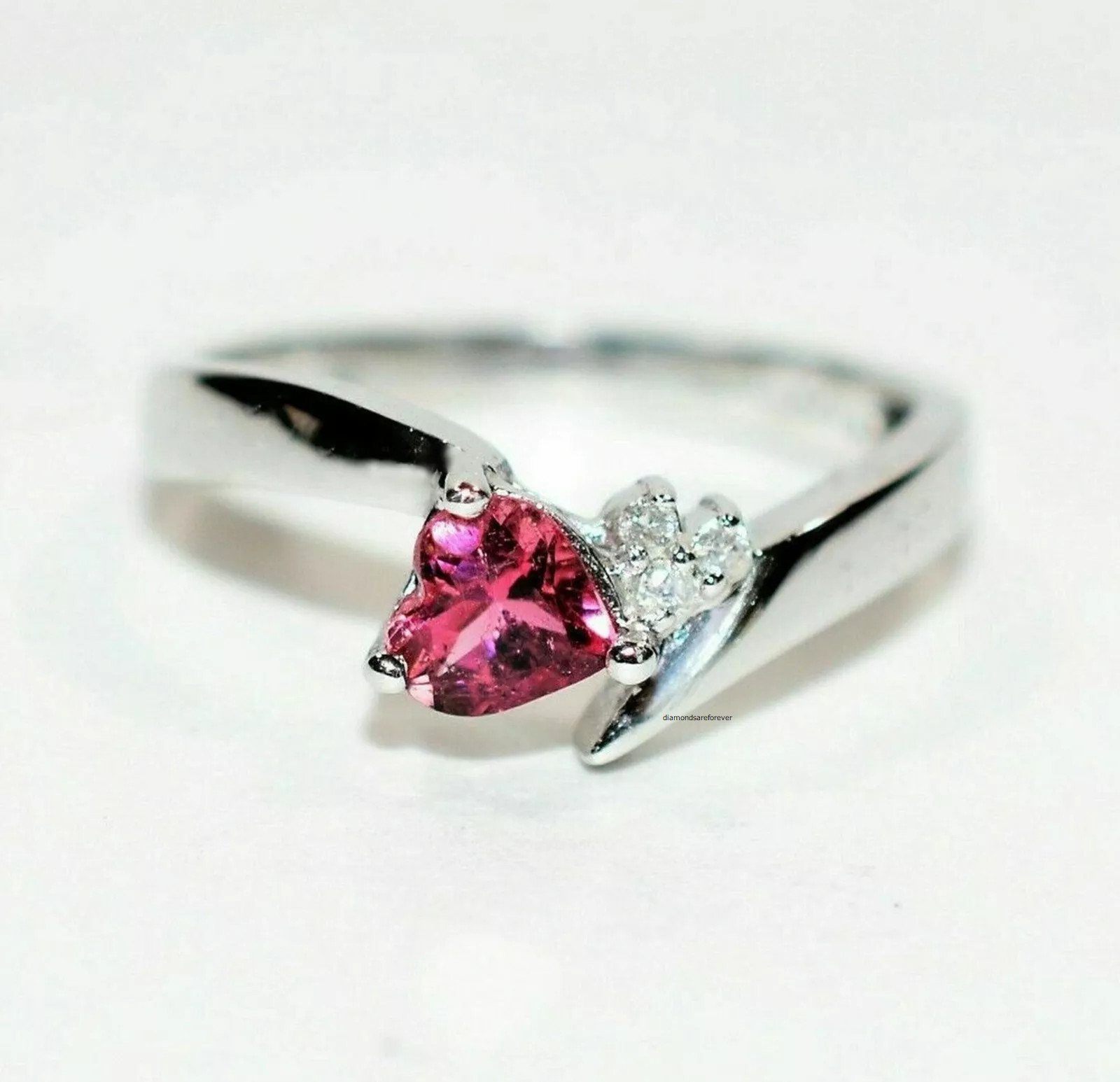0.78 CT Pink Heart & Round Cut Moissanite Beautiful Ring For Women 925 Silver