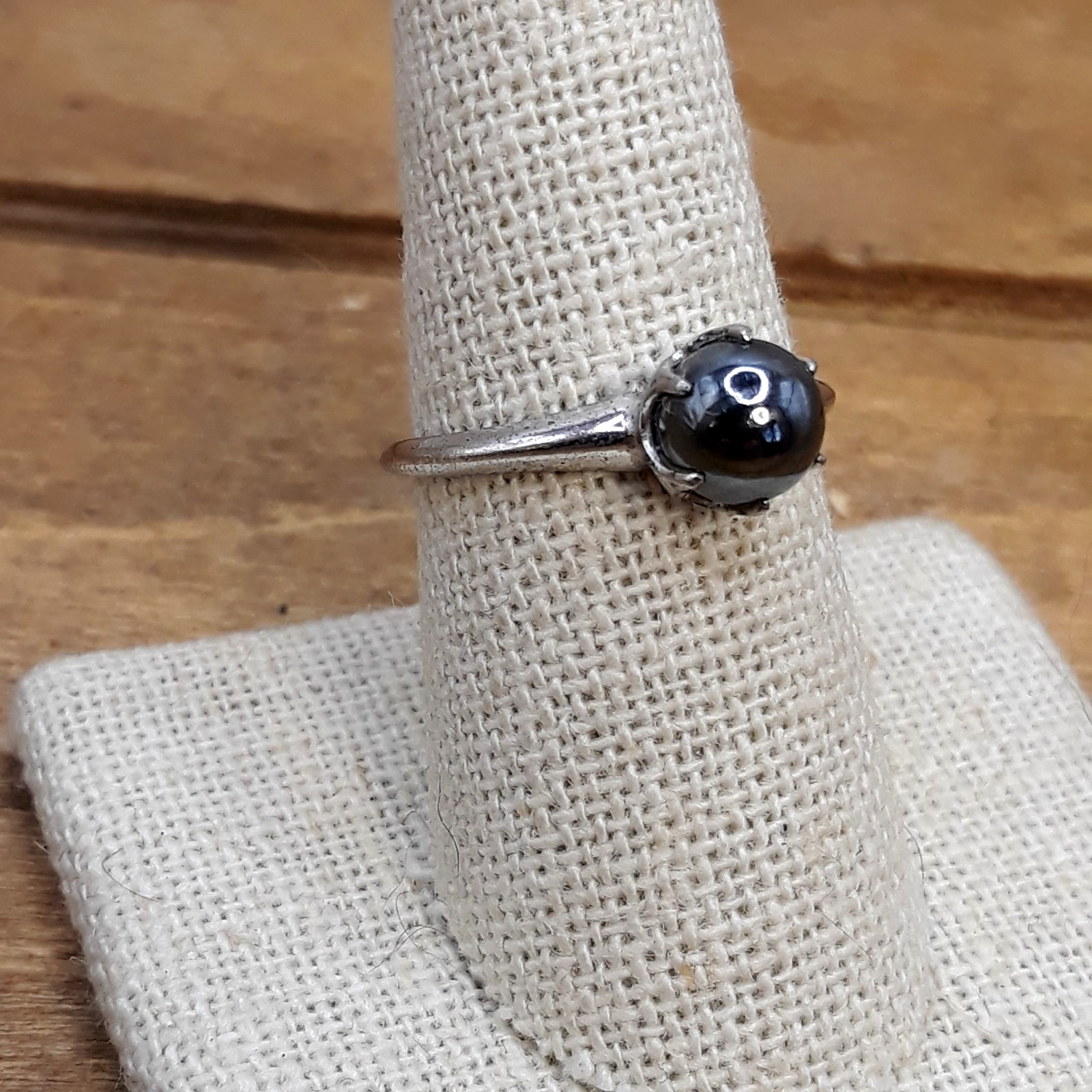 Vintage 1930s Clark And Coombs Gray Cultured Pearl Sterling Silver Ring Sz. 8.5