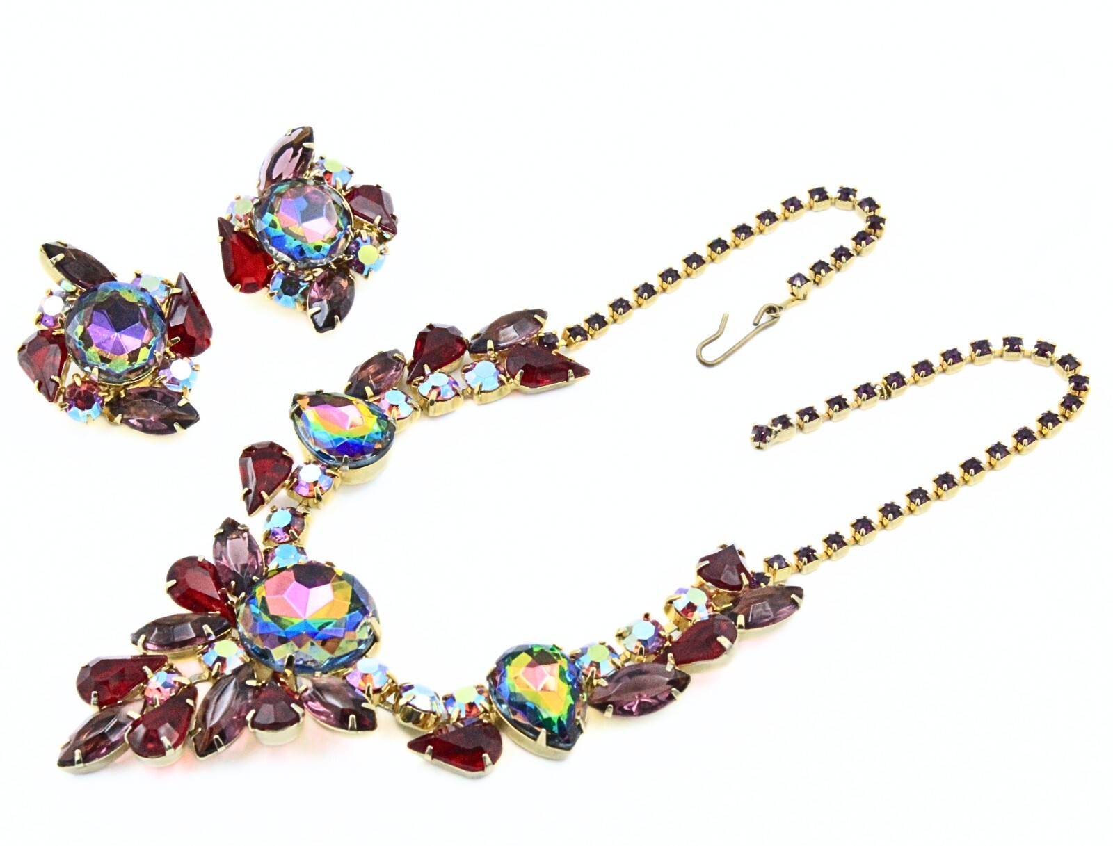 Spectacular JULIANA Rare! Red Fuchsia Givre´Necklace Earrings Set