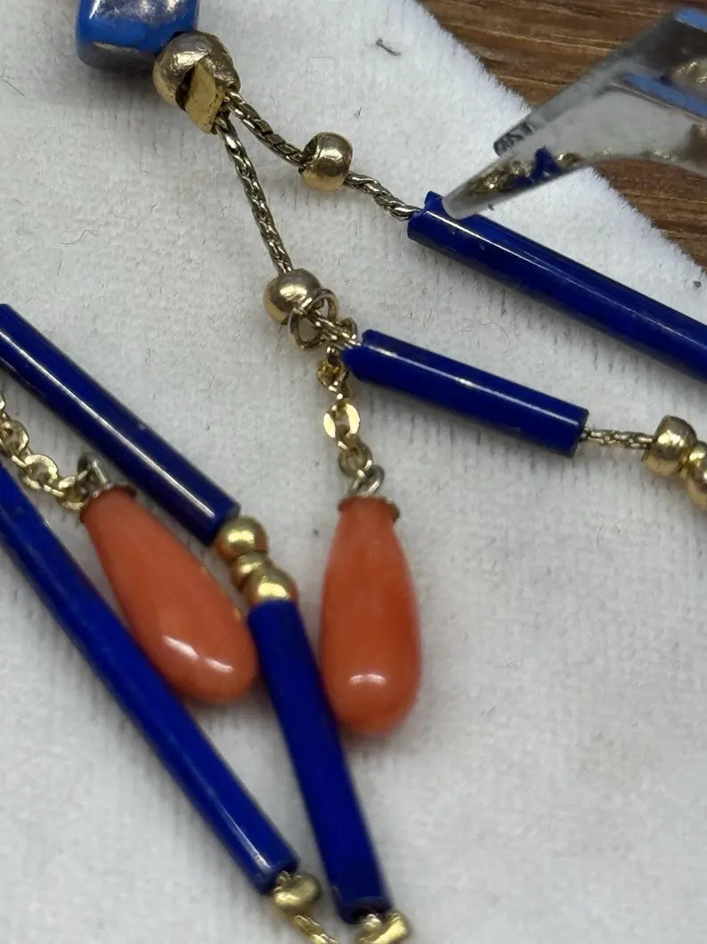 Earrings silver 925 natural coral Lapislazuli