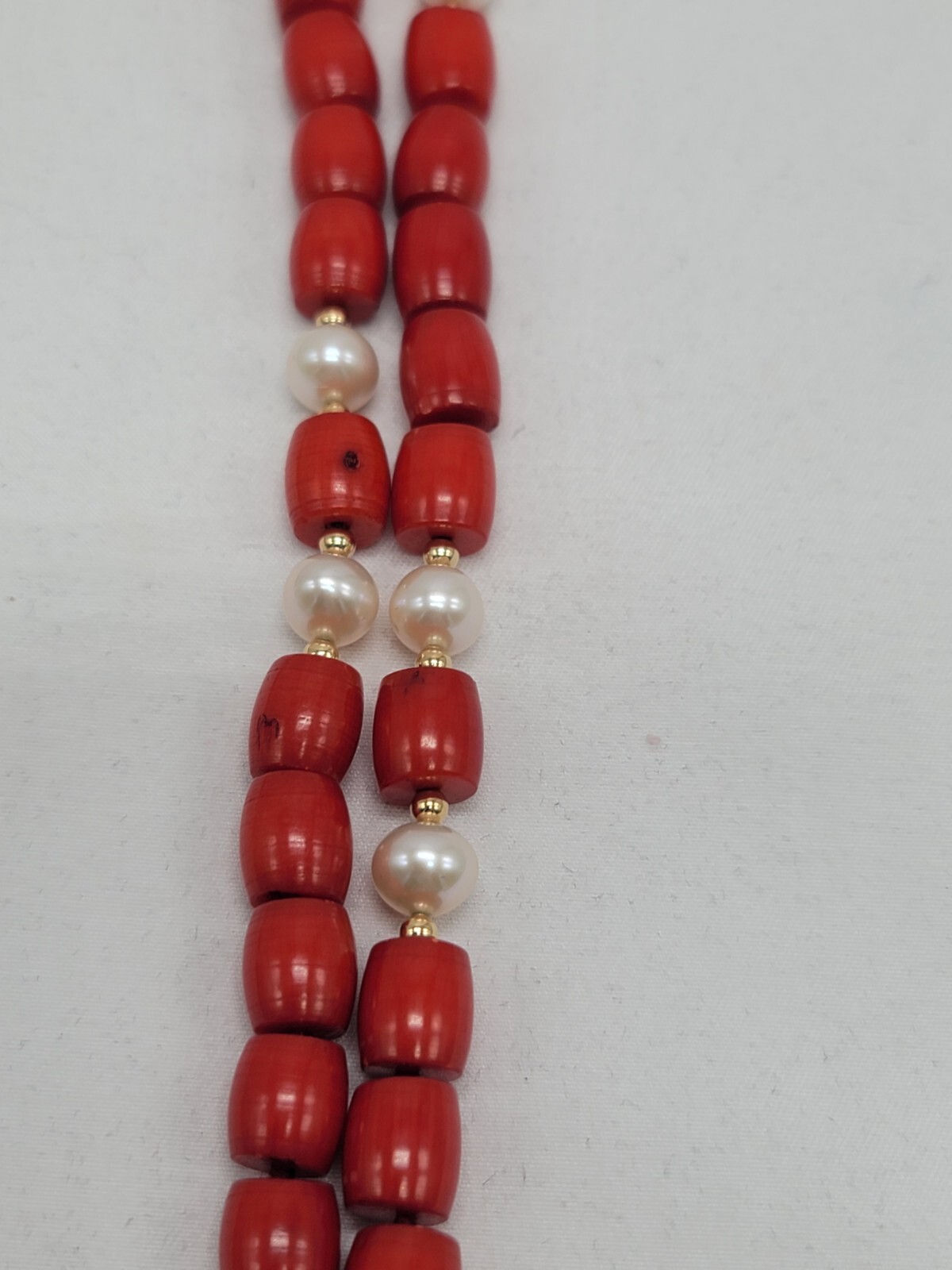 14K GSJ Necklace Pearl Red Coral Extra Long 49 Inches New In Box HSN JEWELRY