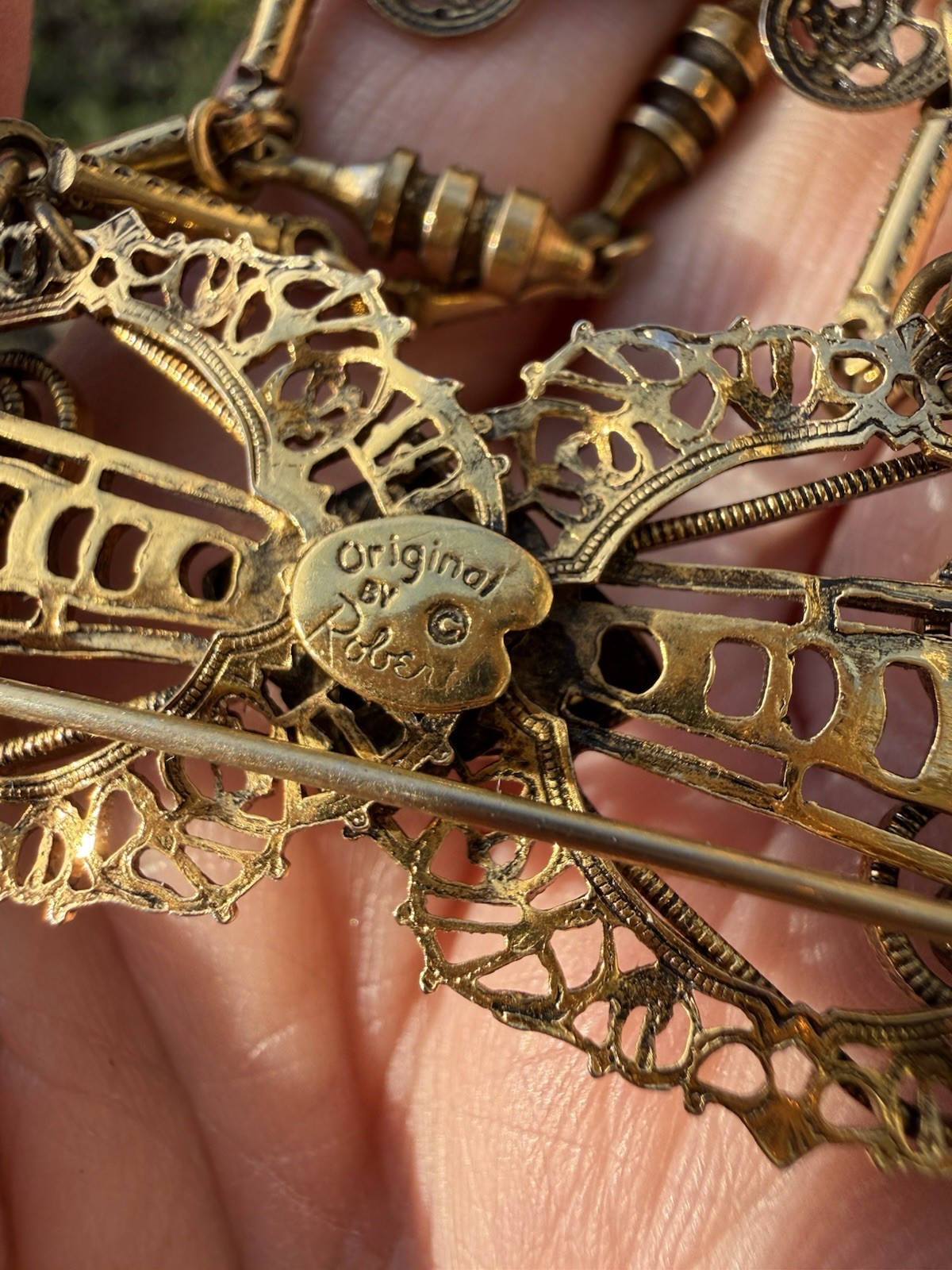 Original By Robert Vintage Victorian Revival Antique Gold Plated Festoon Brooch