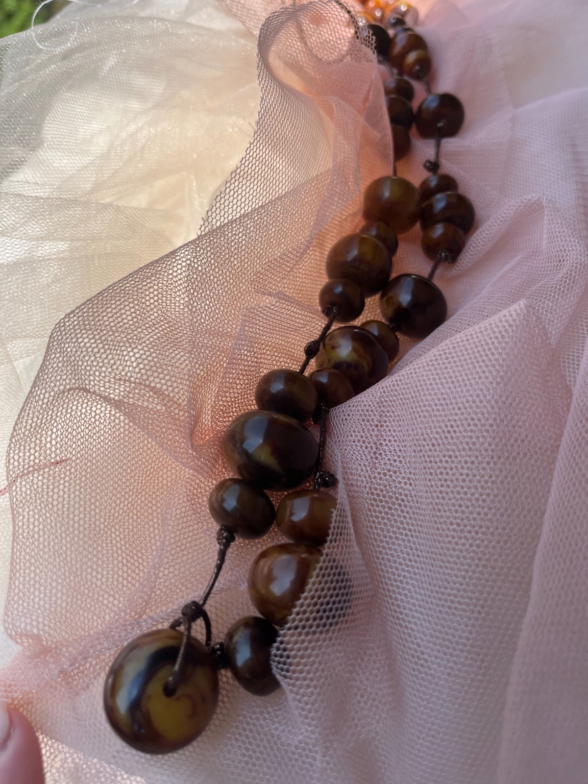 Vintage Butterscotch Egg Yolk Amber Bakelite Tortoise Shell Imitation Bead Neckl