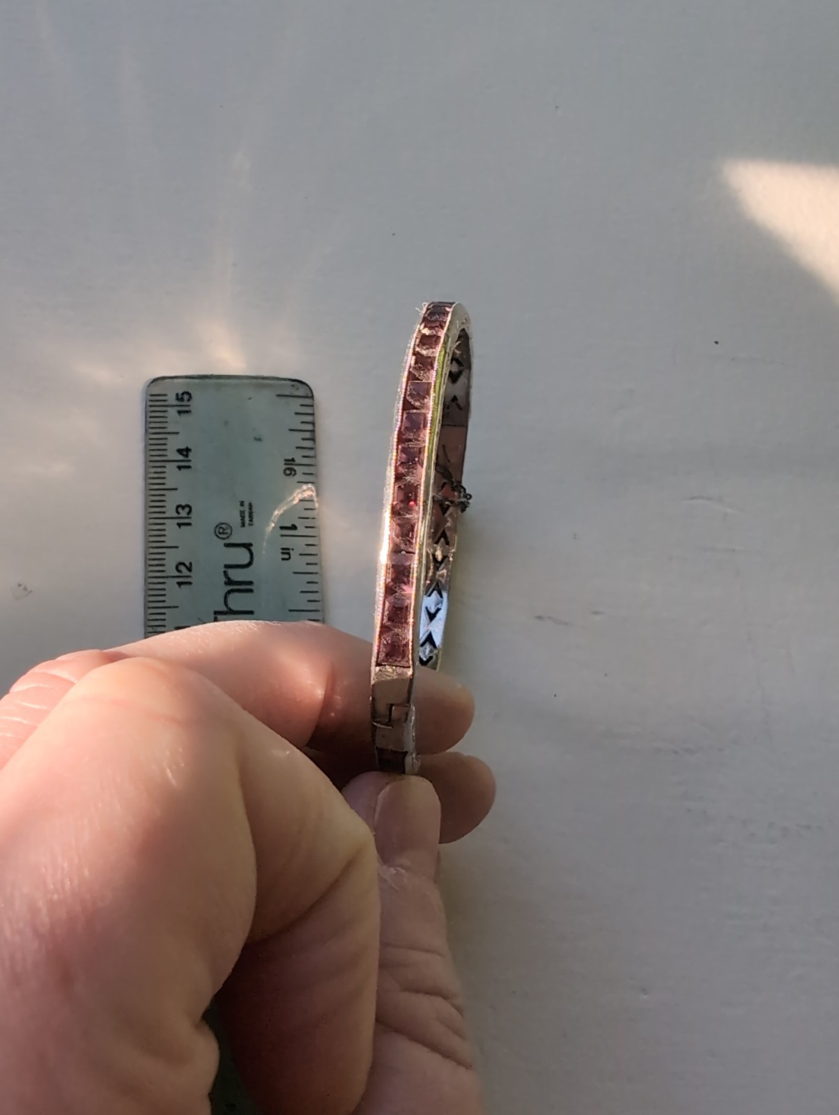 Vintage Hinge Bracelet with Purple Stones