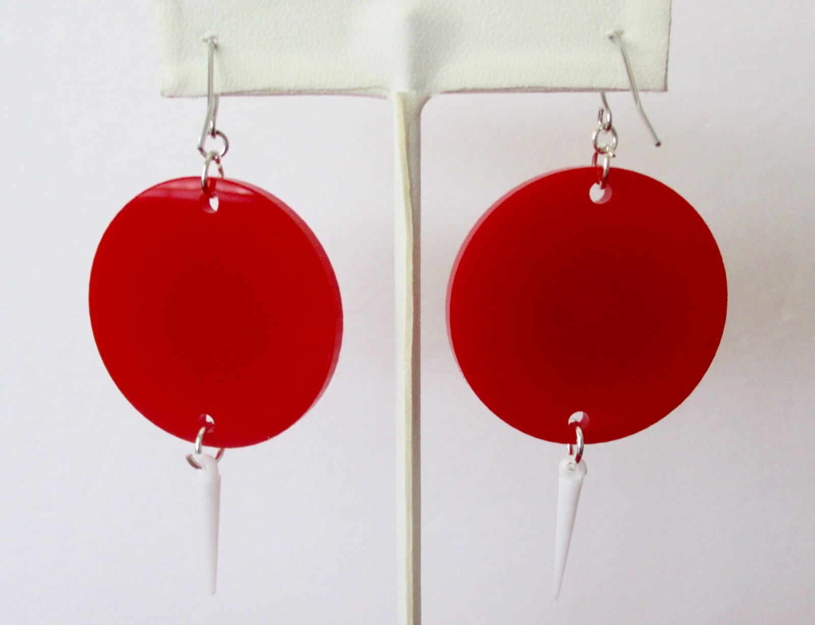 Pair of Vintage Lucite & Plastic “Winkie” Heart Earrings/Valentine/Boho/