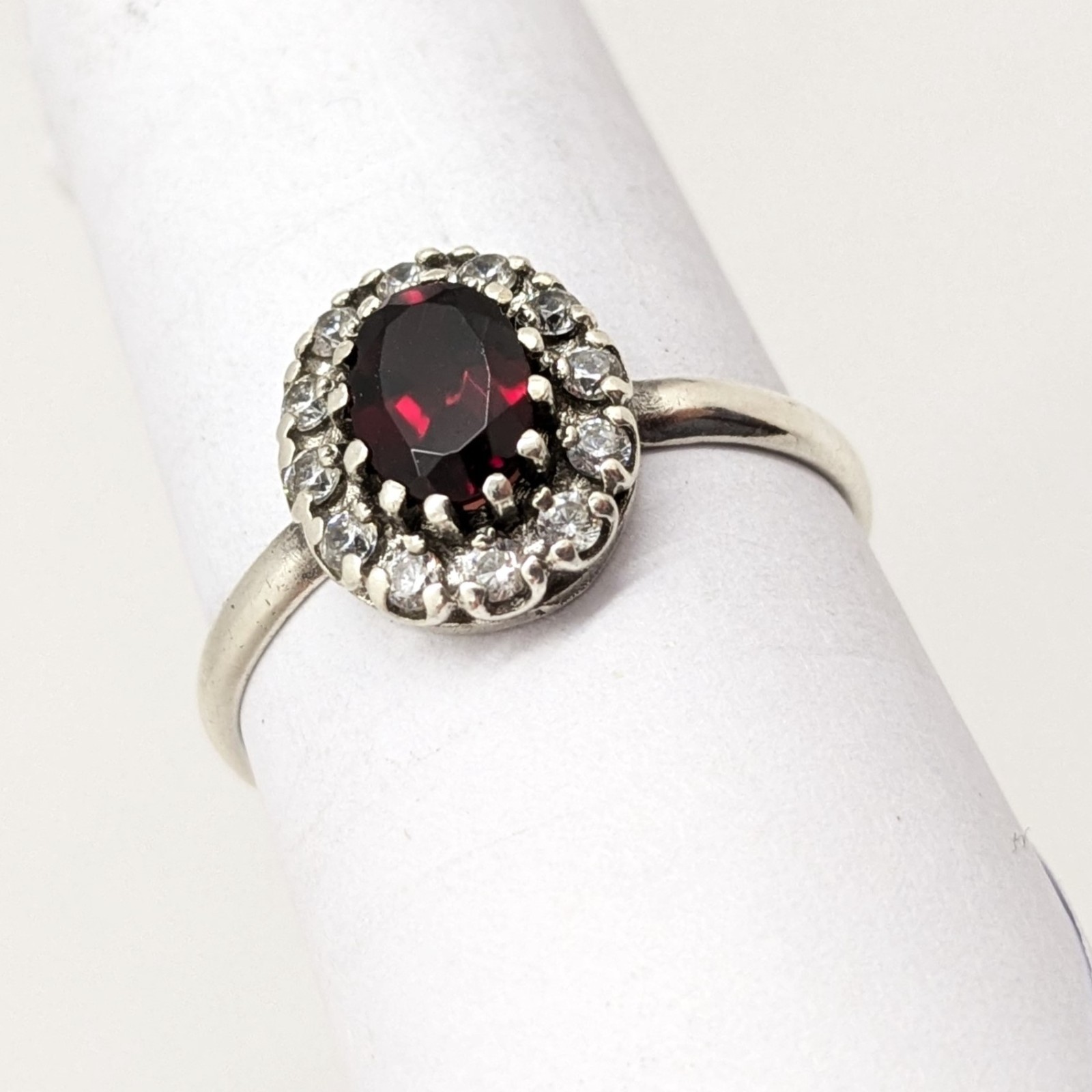 Vintage Luxury RING Silver 925 with Big Bright Garnet -size: 10US (17.5mm)| #71
