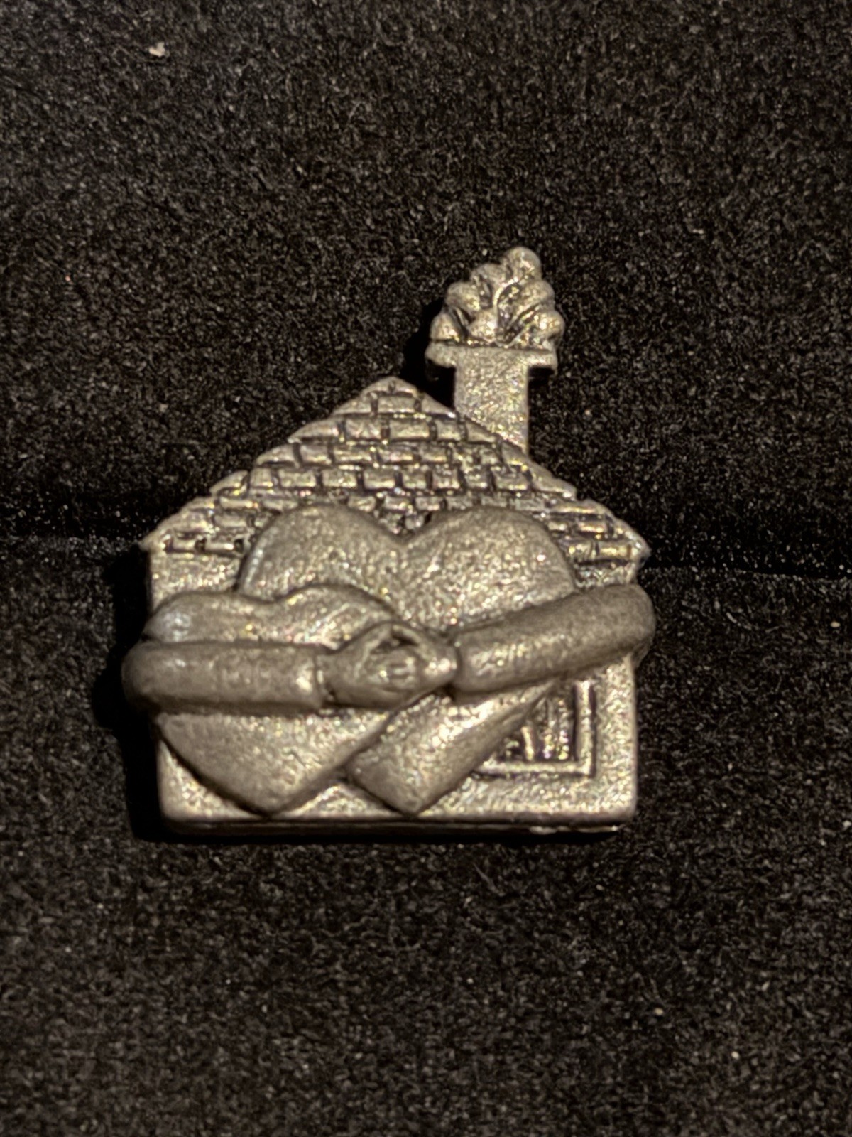 Jim Clift Hearts & Home Lapel Pin Hand Cast Pewter 2005 No Back Love Pin Back