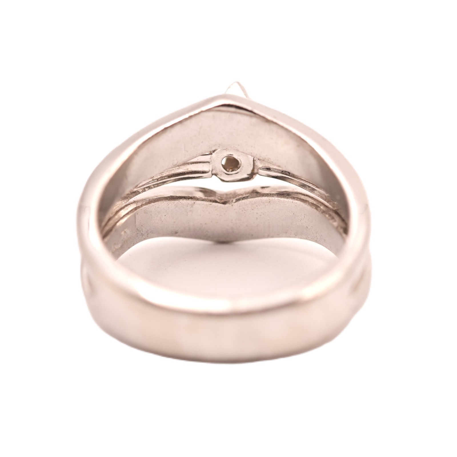 Original Vintage Designer Sterling Silver Moissanite Gemstone Estate Double Ring