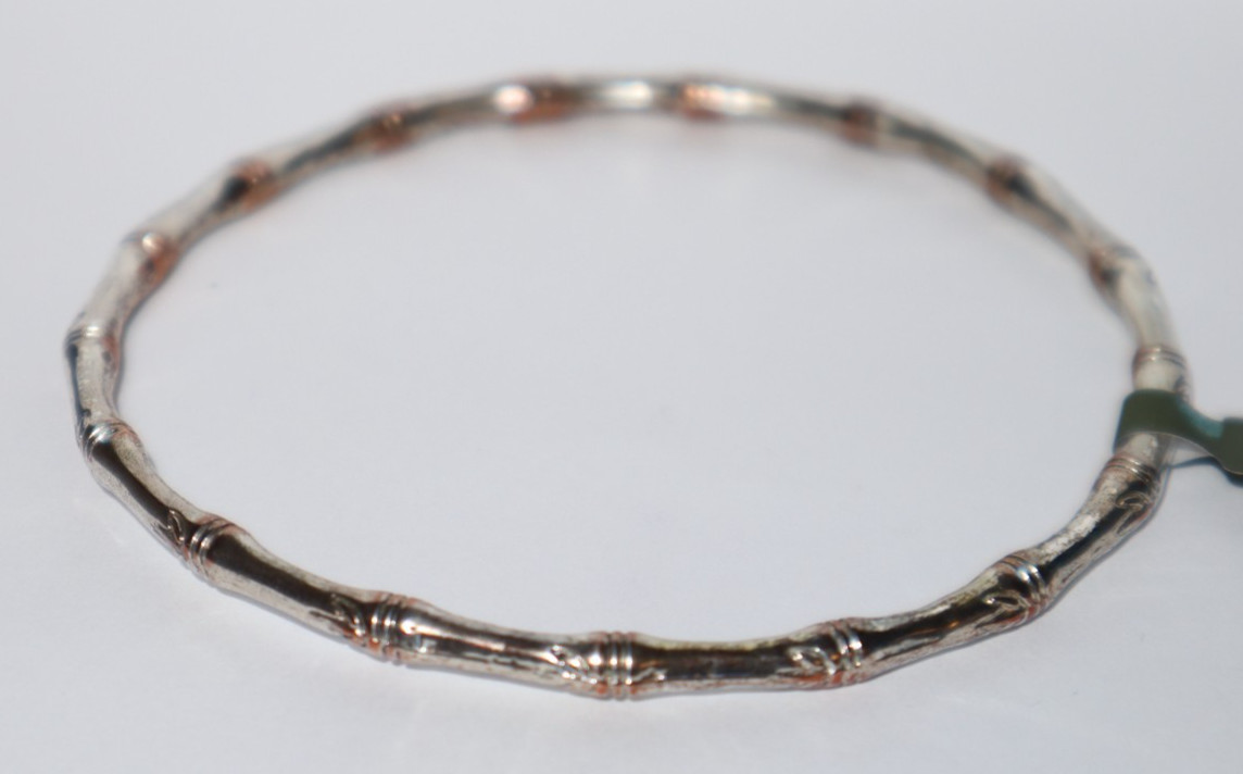 Vintage Silver Bamboo Bangel with Copper Color Inside