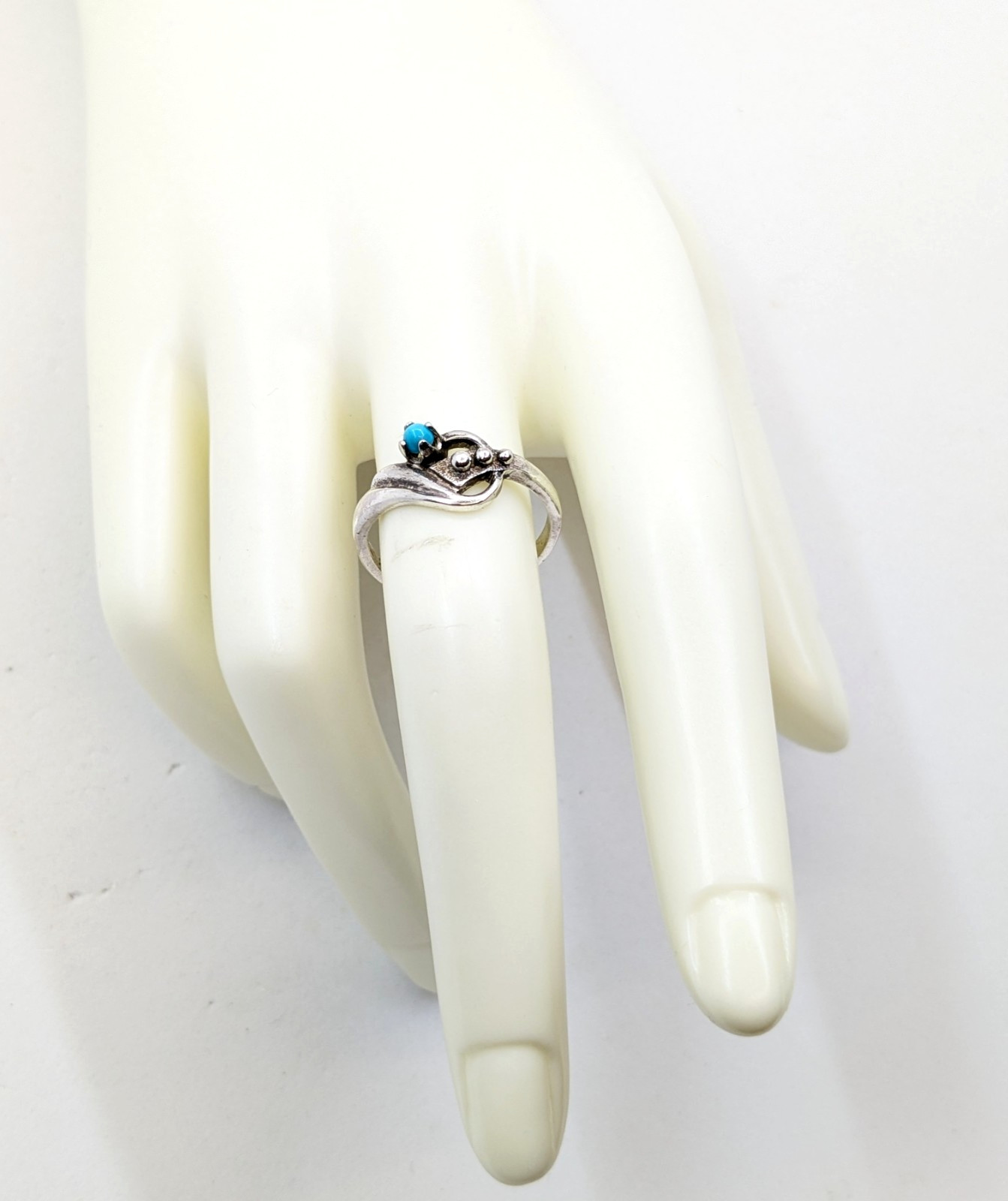 Vintage Soviet RING Silver⭐925 mark USSR with Turquoise-size: 8.5US (18.5mm) #19