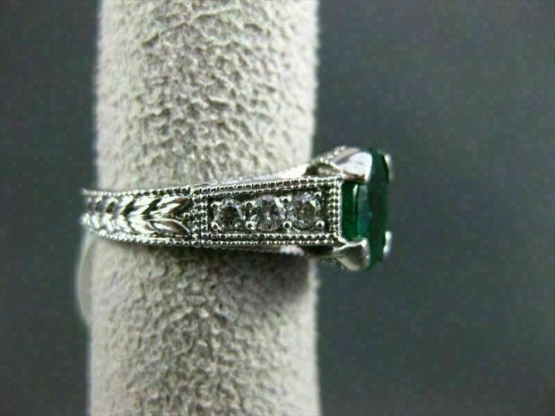 ESTATE 2.18CT DIAMOND & AAA COLOMBIAN EMERALD 14KT WHITE GOLD 3D ENGAGEMENT RING