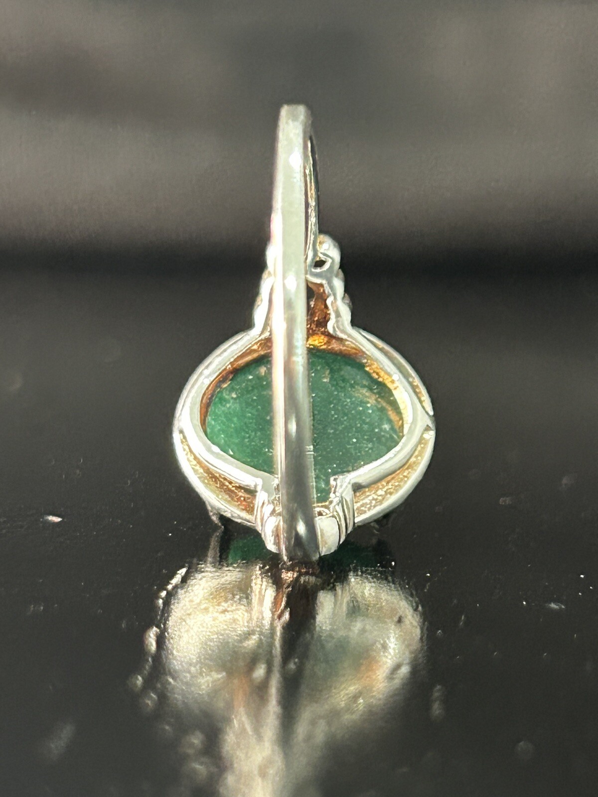 Vintage Ring Size 8 Silver 925 Green Aventurine Oval Gemstone Handmade
