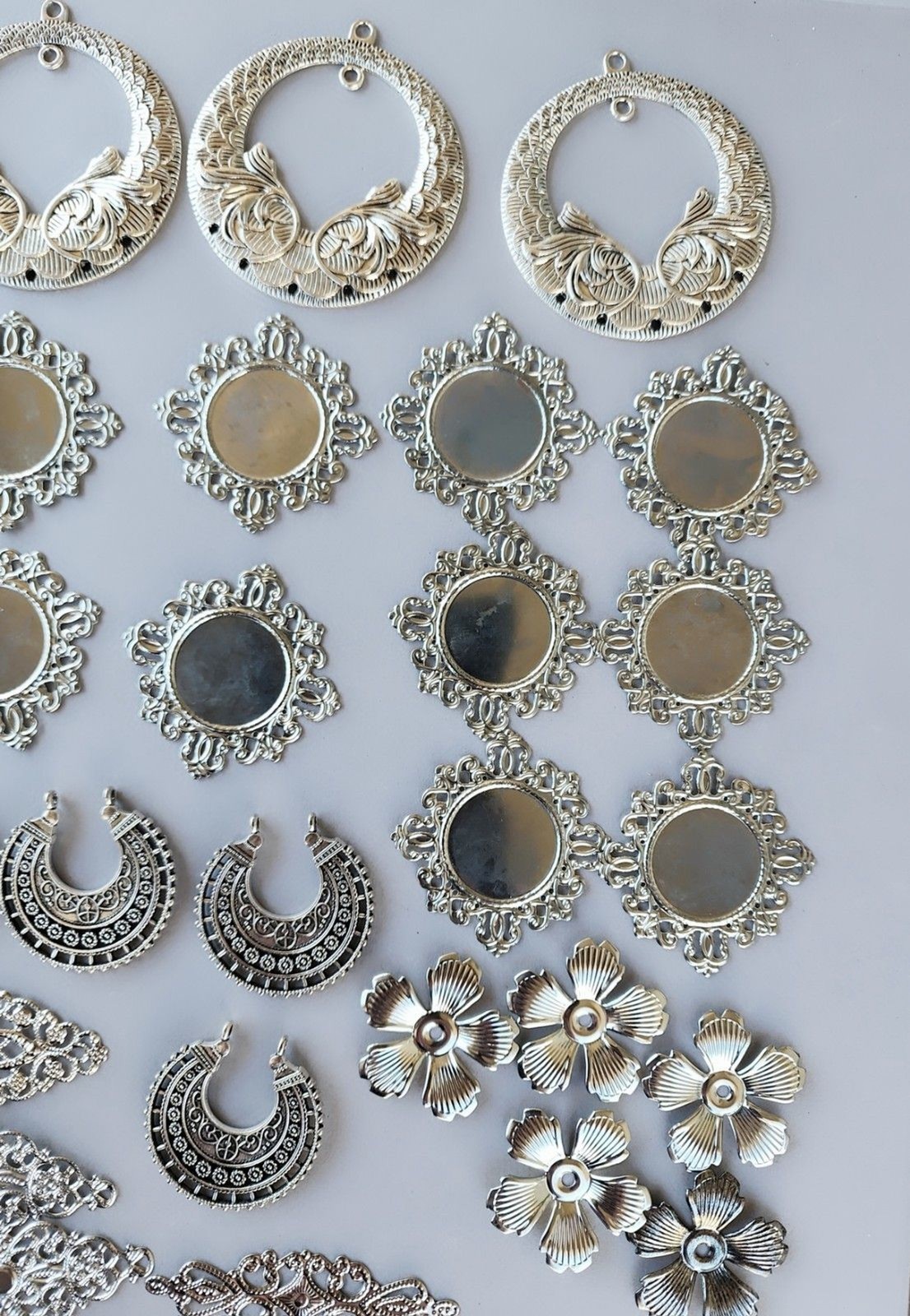 Lot Vtg Art Nouveau Art Deco Filigree Stampings Brass Silver Jewelry Supplies