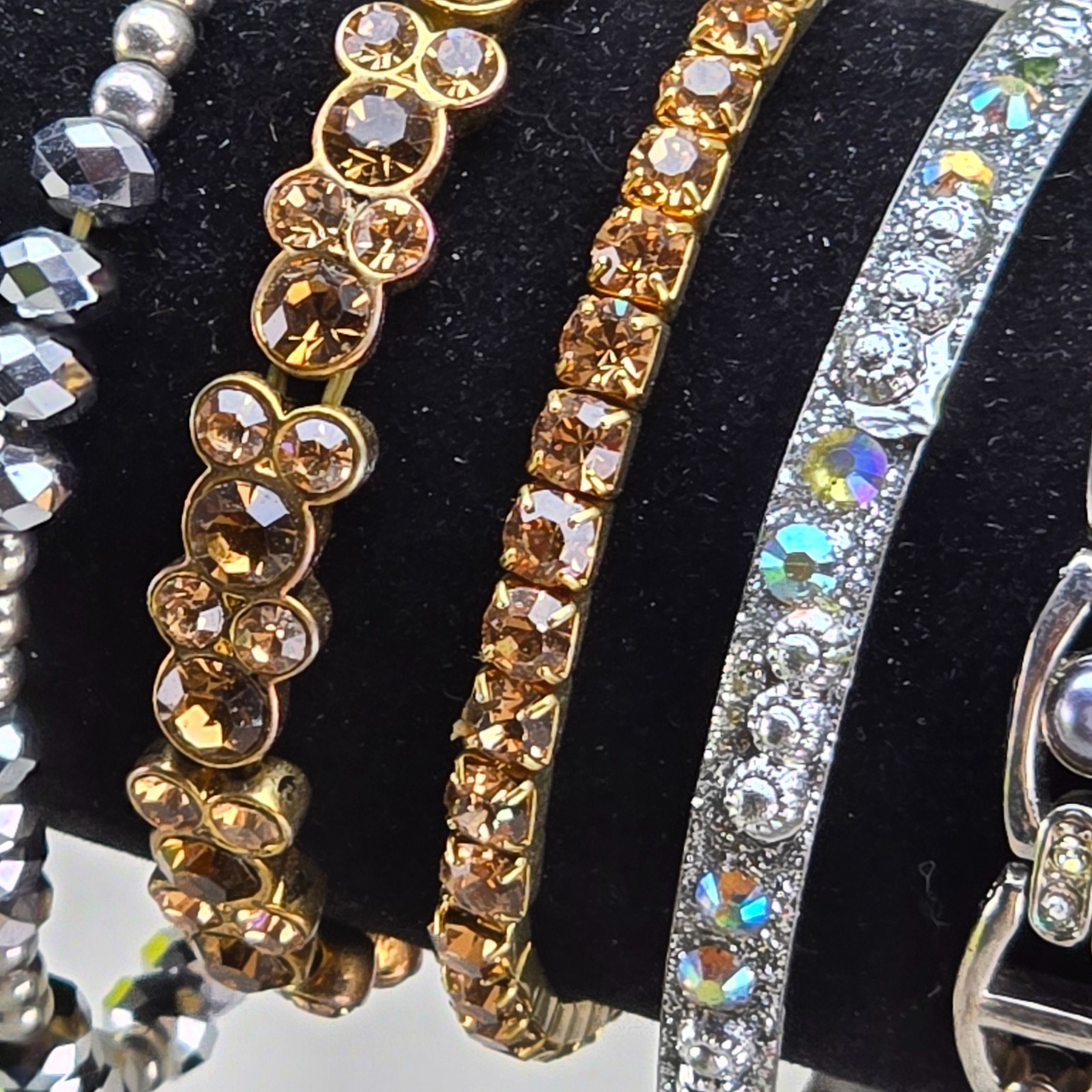 Vintage Bracelet Lot Rhinestone Stretch Bangle Beaded Fashion Jewelry 5pc