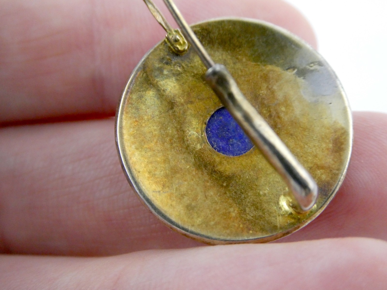 Vintage Gilt Sterling Silver Scroll Motif Lapis Lazuli Hook Earrings 7.3g 1.25In