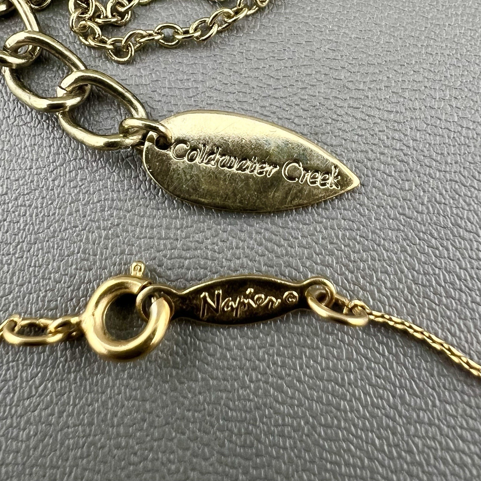 Vintage Signed Necklace Lot Tiger Eye Owl Heart Napier Coldwater Creek Gold Tone