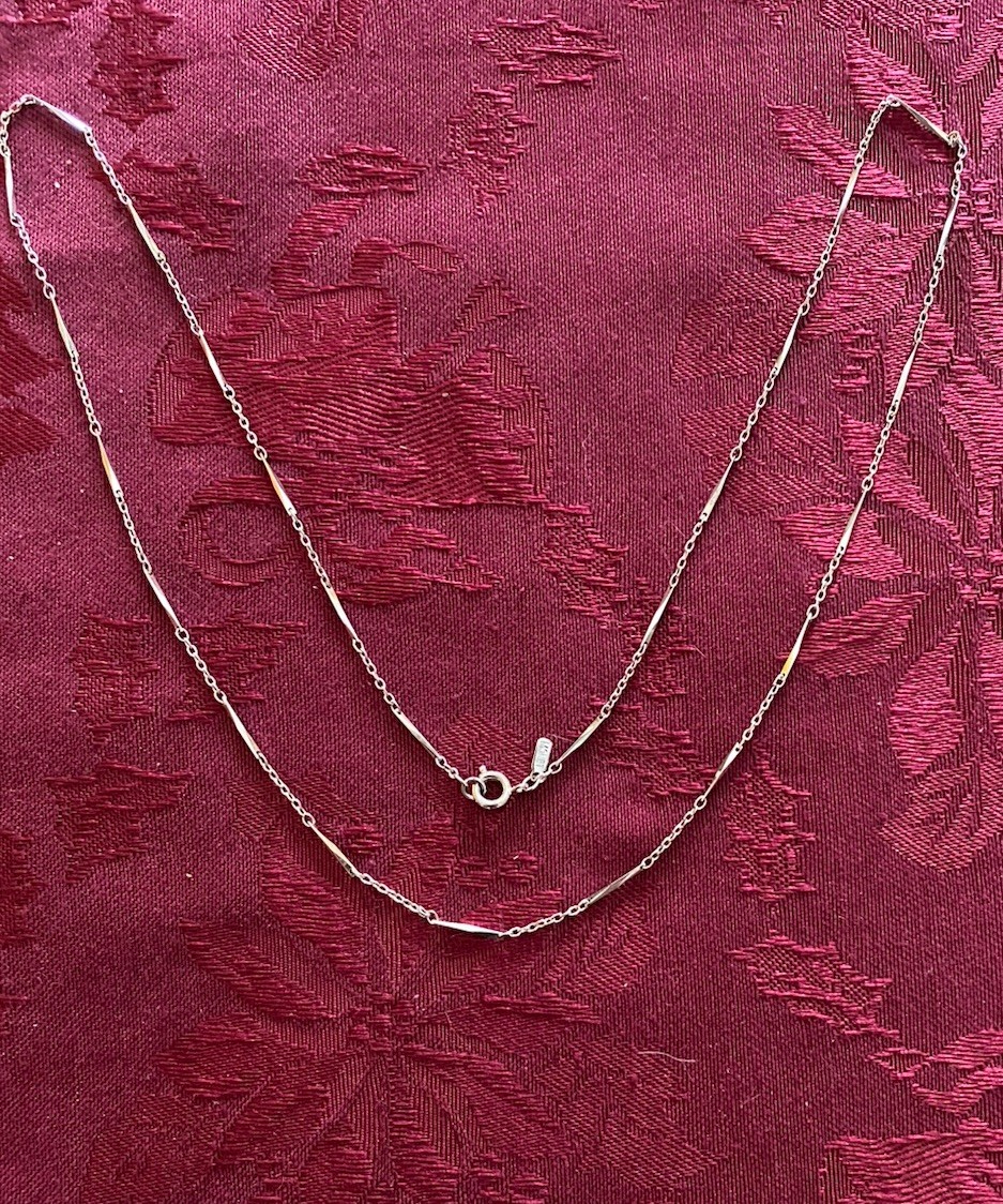 Vintage Monet Silver Tone Bar & Link 24″ Chain Necklace