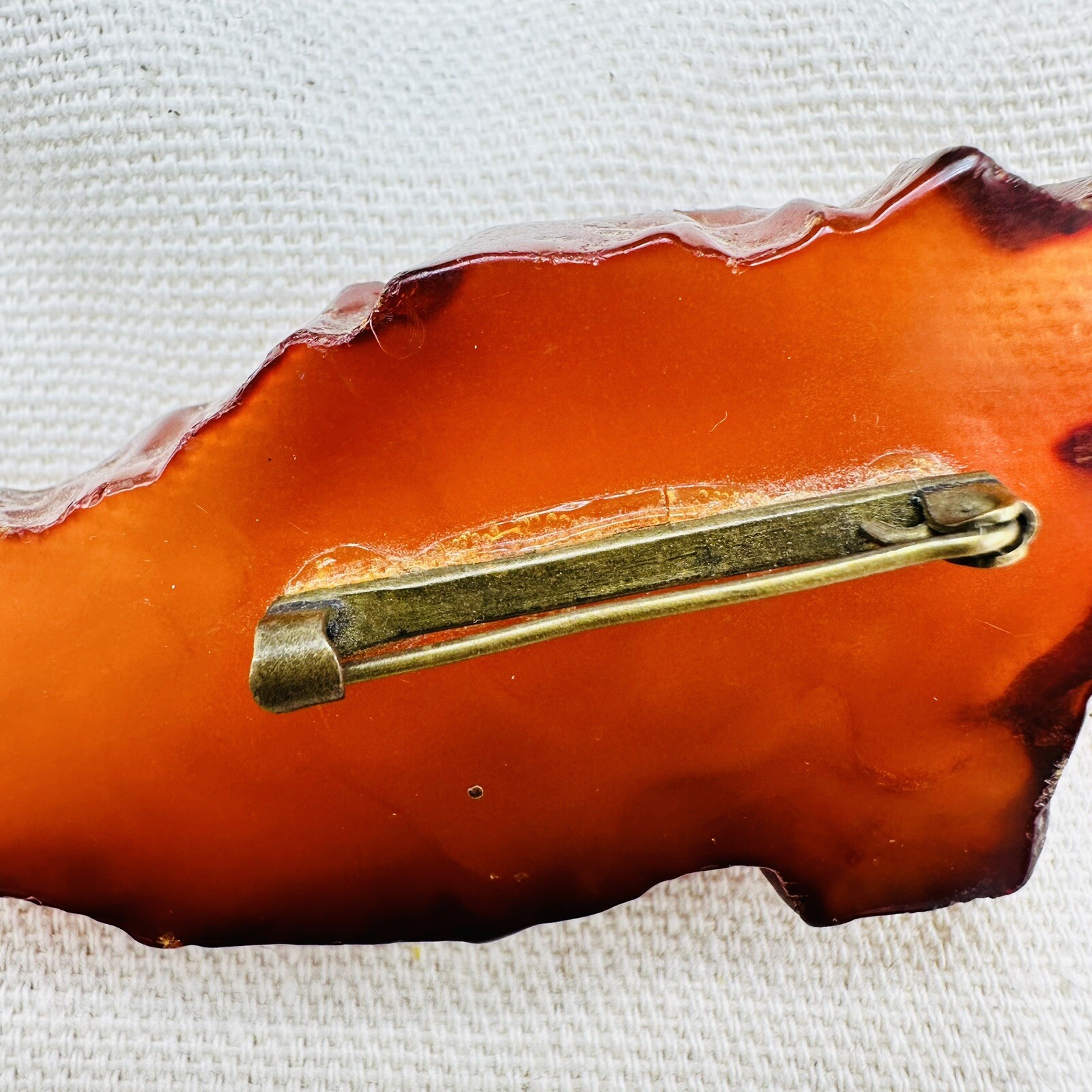 Vintage Genuine Baltic Amber Cognac Brooch USSR 1960s
