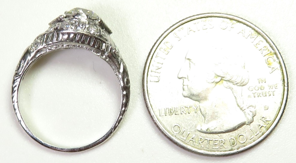 Antique Art Deco 1920’s Diamond Engagement Ring Plat Pall Ring Size 5.5 UK-K1/2