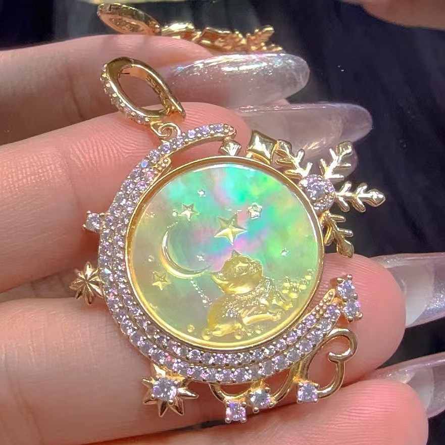 925 sterling silver yellow Cameo shell vintage jewelry Pendant estate jewelry