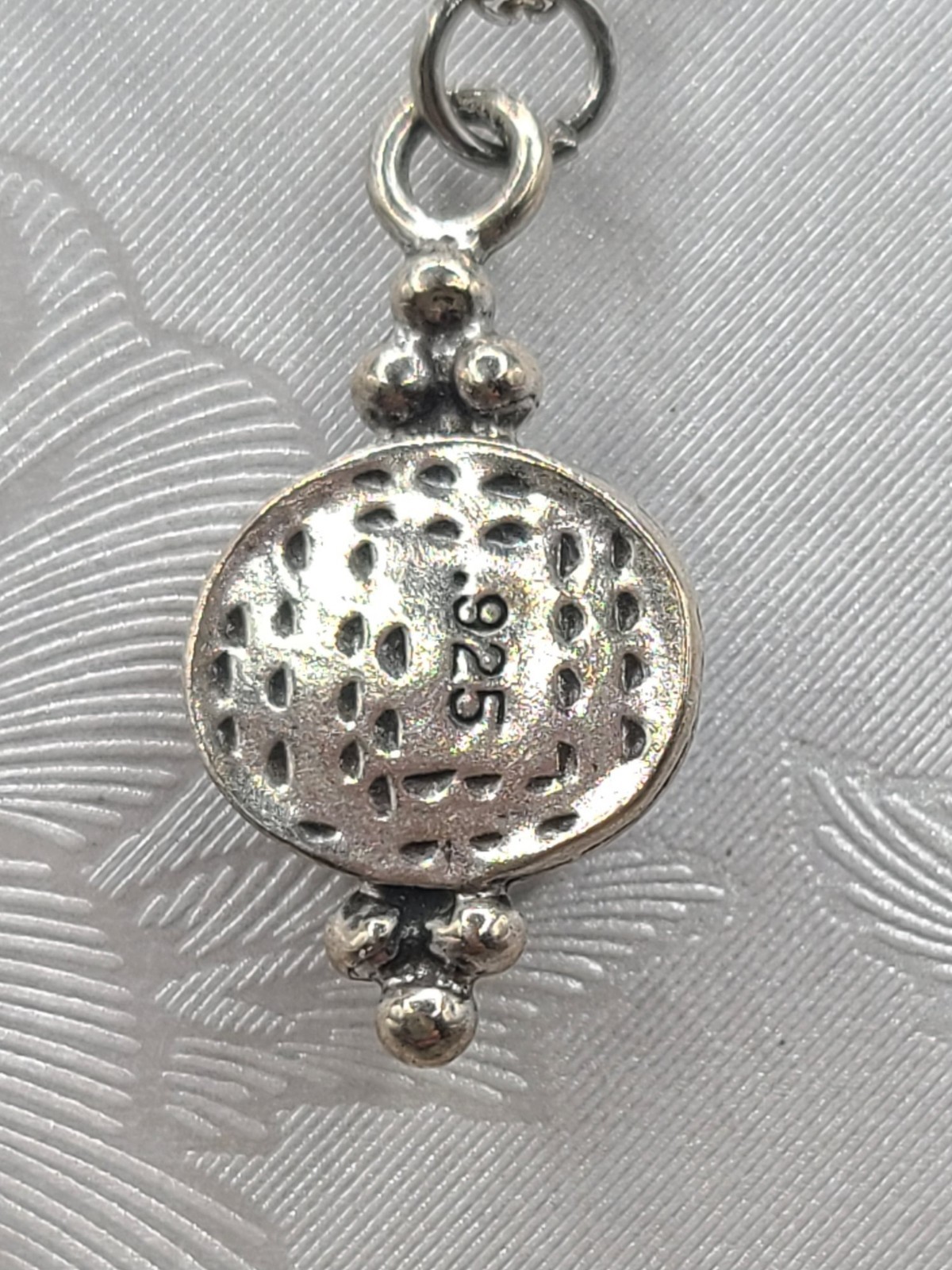 Vintage Sterling Silver 925 Italy Blue Fire Opal Charm Pendant 19″ Necklace