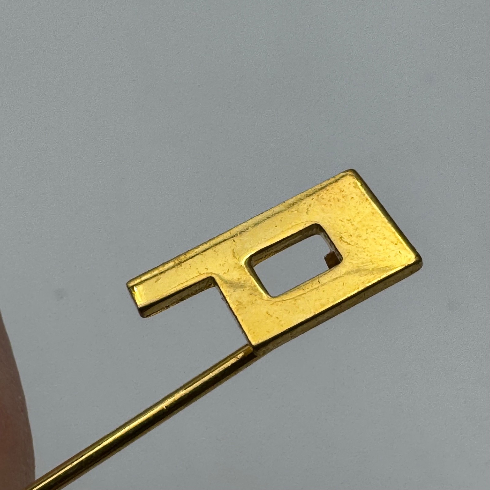 Mid Century Modern Initial Stick Pin Letter P Gold Tone Vintage Brooch
