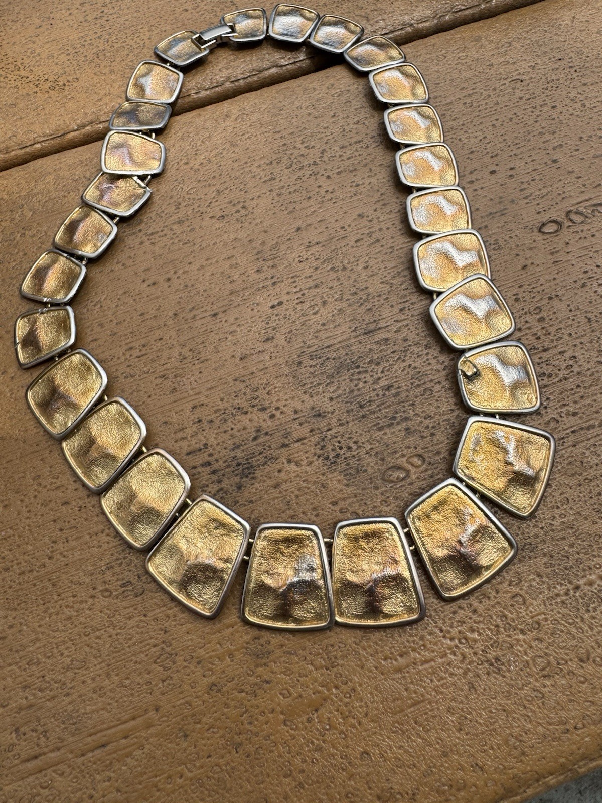 Vintage Chinky Gold And Silver Toned Necklace 22 Inches