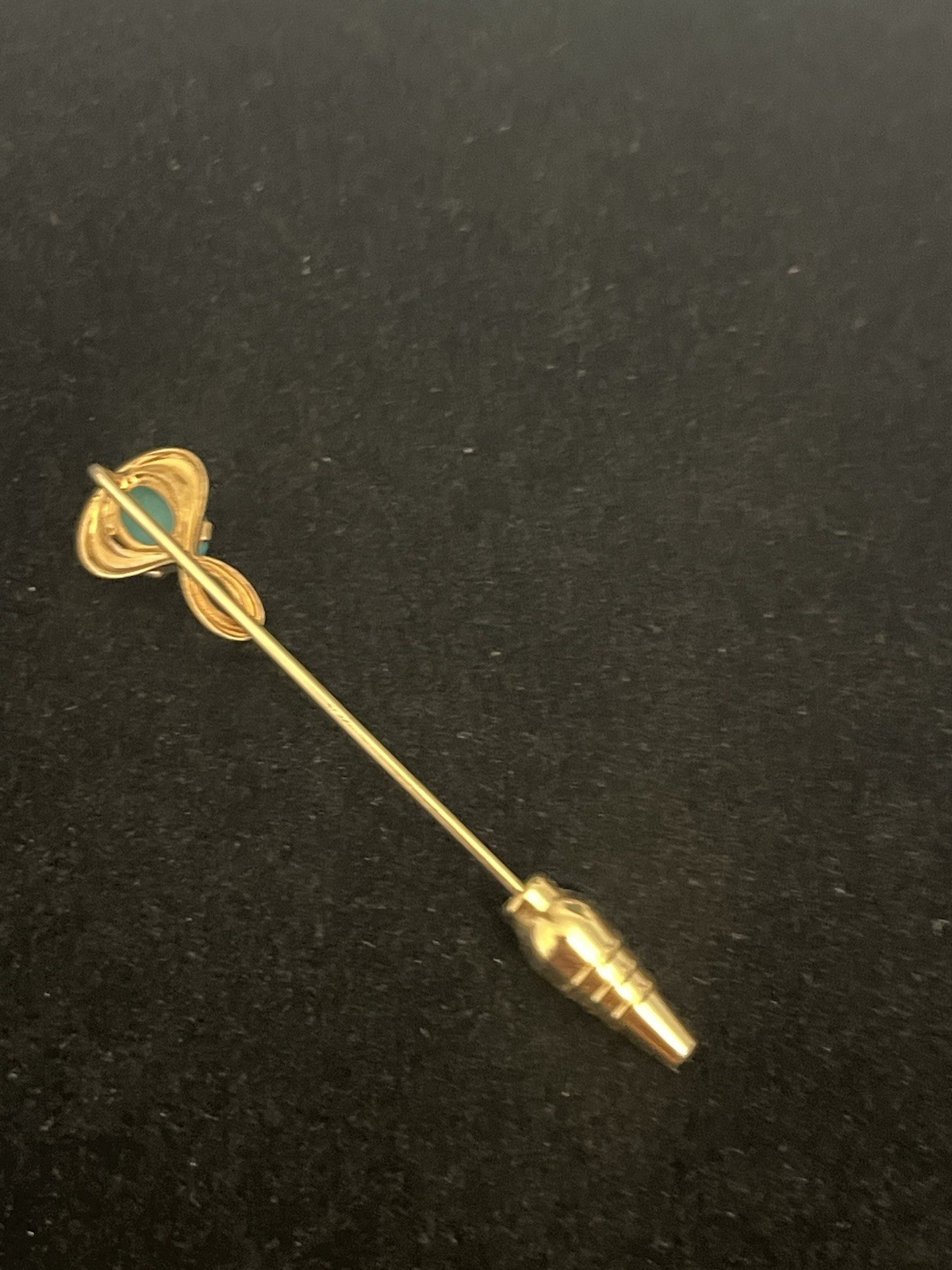 Vintage Gold Filled Stick Pin with Blue Oval Cabochon Women’s Hat/Lapel Brooch