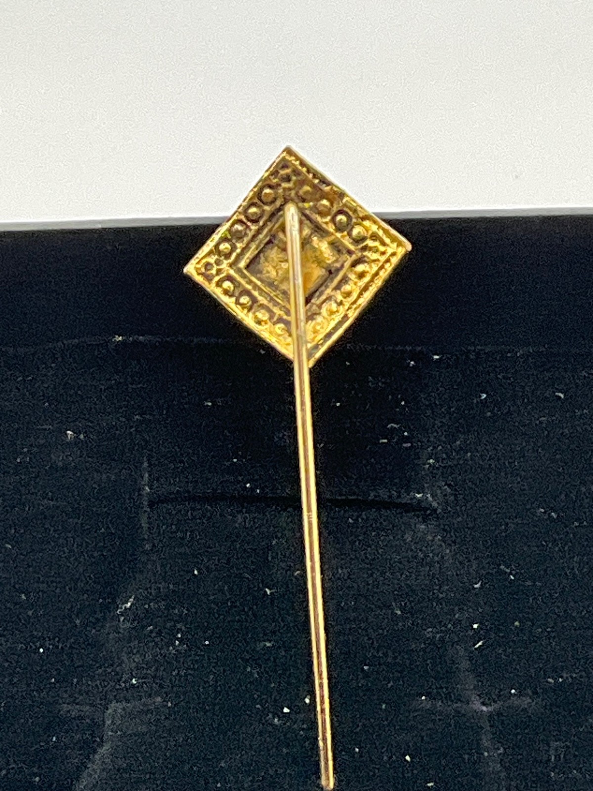 Vintage Gold Plate Stick Pin Intaglio Cameo Red Glass Stone Lapel Hat