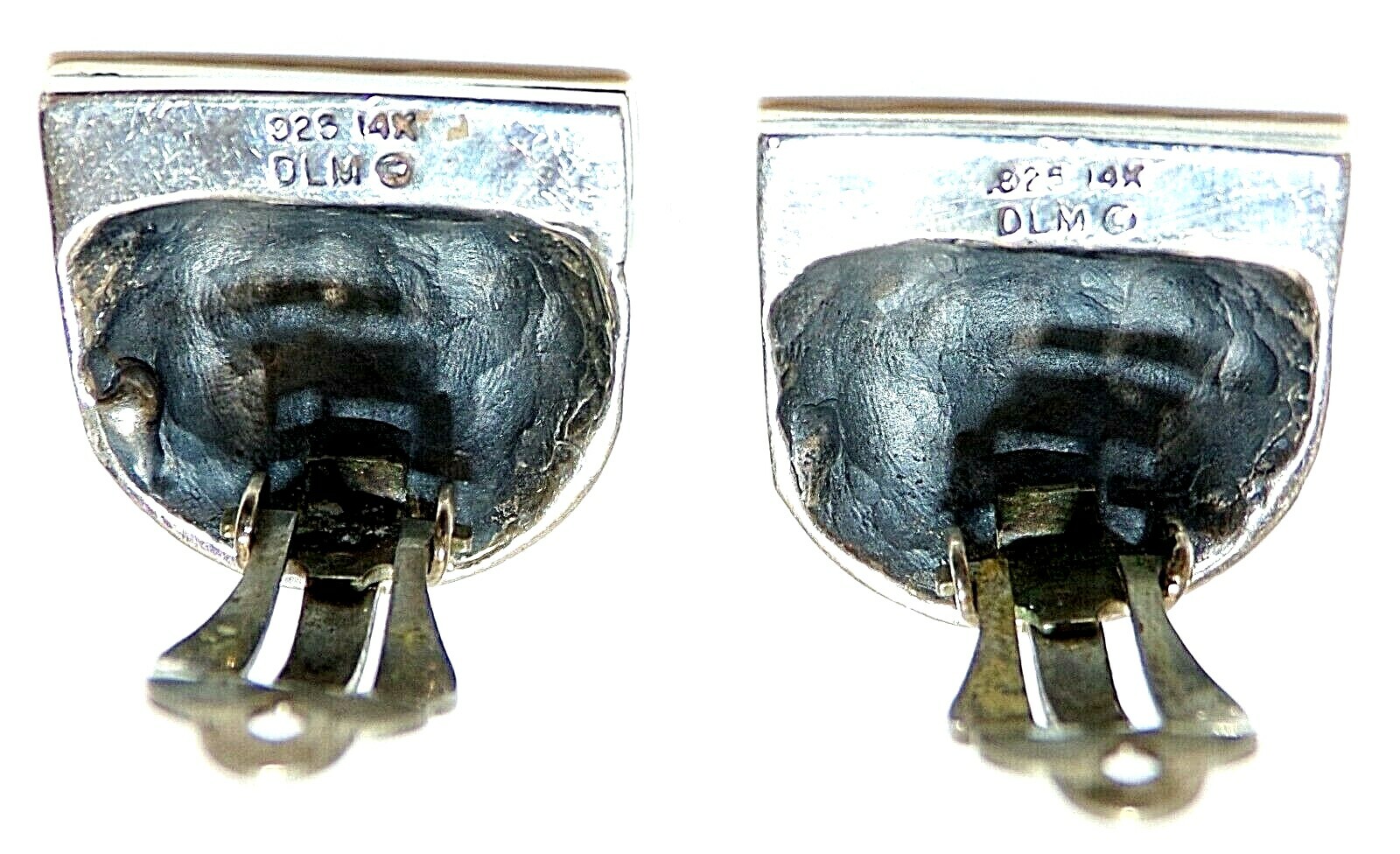 AMAZING DIAN MALOUF Signed 14K YELLOW GOLD & Sterling Silver CLIP ON EARRINGS