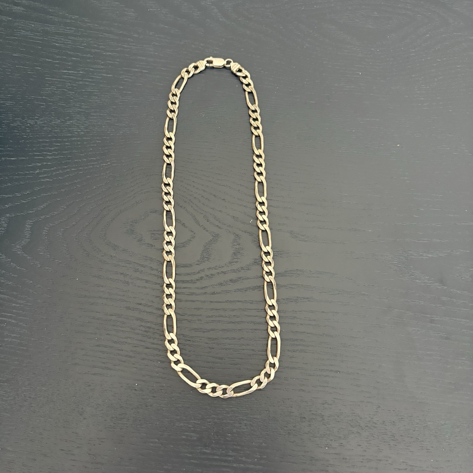 Vintage HAN Italy 925 Sterling Silver Figaro Chain Necklace 42 Grams 20” Long
