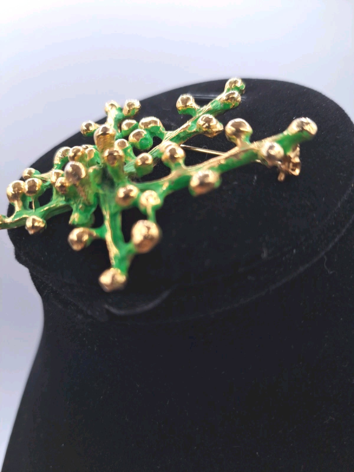 Vintage Signed Zentall Gold Tone Branch Brooch/Pin Brutalist MCM