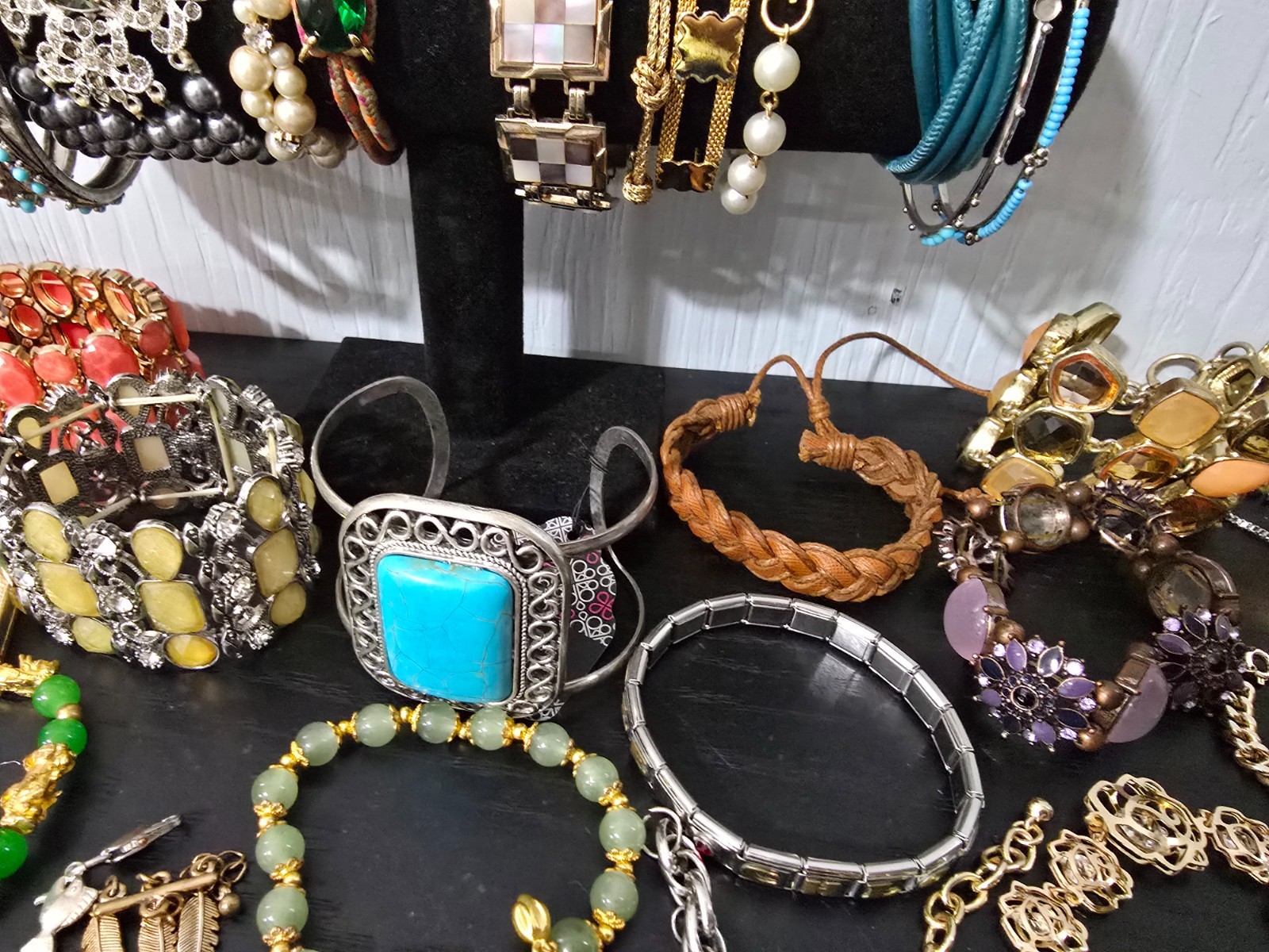 Gigantic Mixed metals material an color lot of 70+ braceletn, signed /unsigned