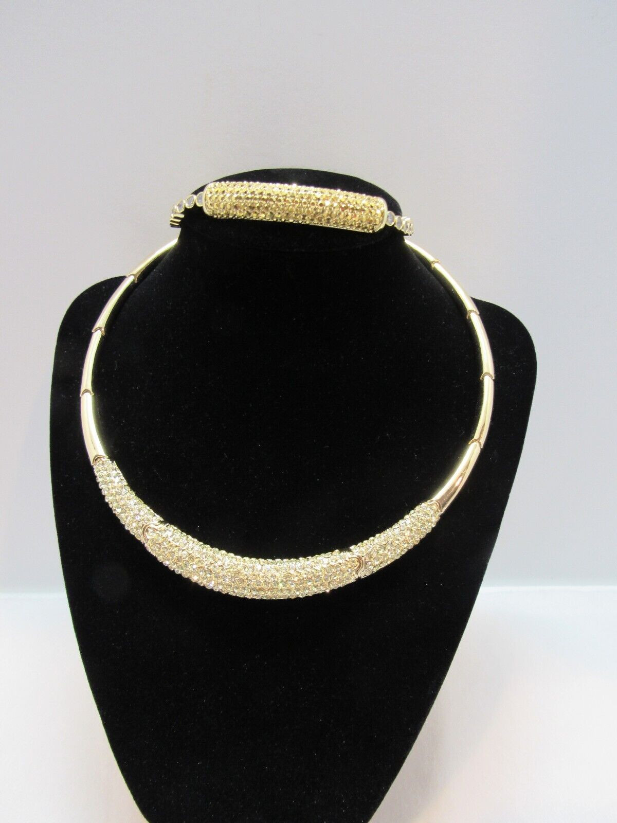 JOAN BOYCE JB Gold-tone + Rhinestone Necklace & Bracelet Set~ New in Boxes HSN