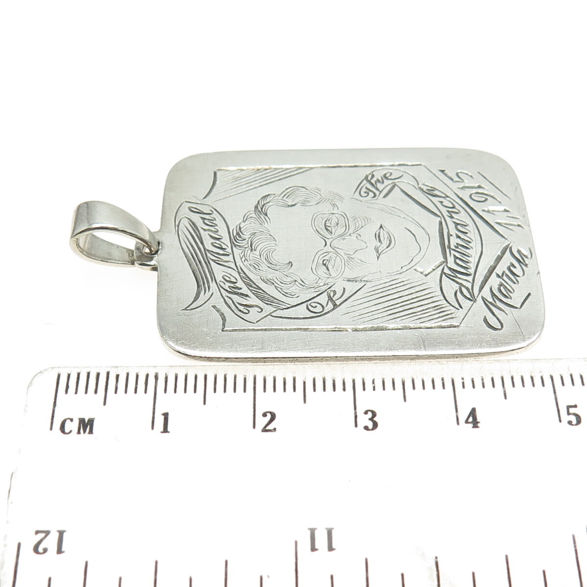 925 Sterling Silver Antique 1915 “The Medal of The Matriarch” Engraved Pendant