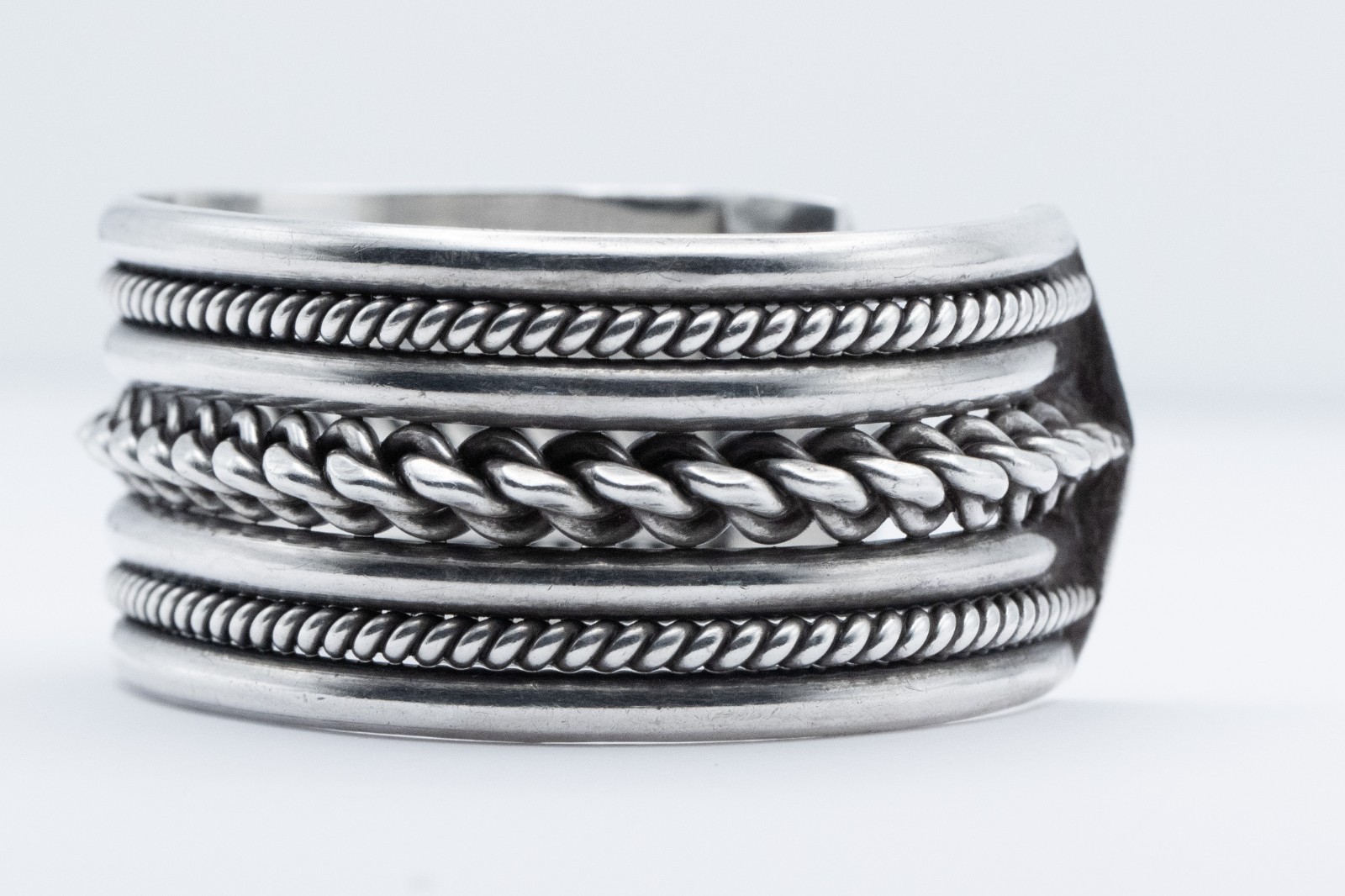Navajo Sterling Silver Triple Twisted Wire Wide Cuff Bracelet 78.6g Vintage 925