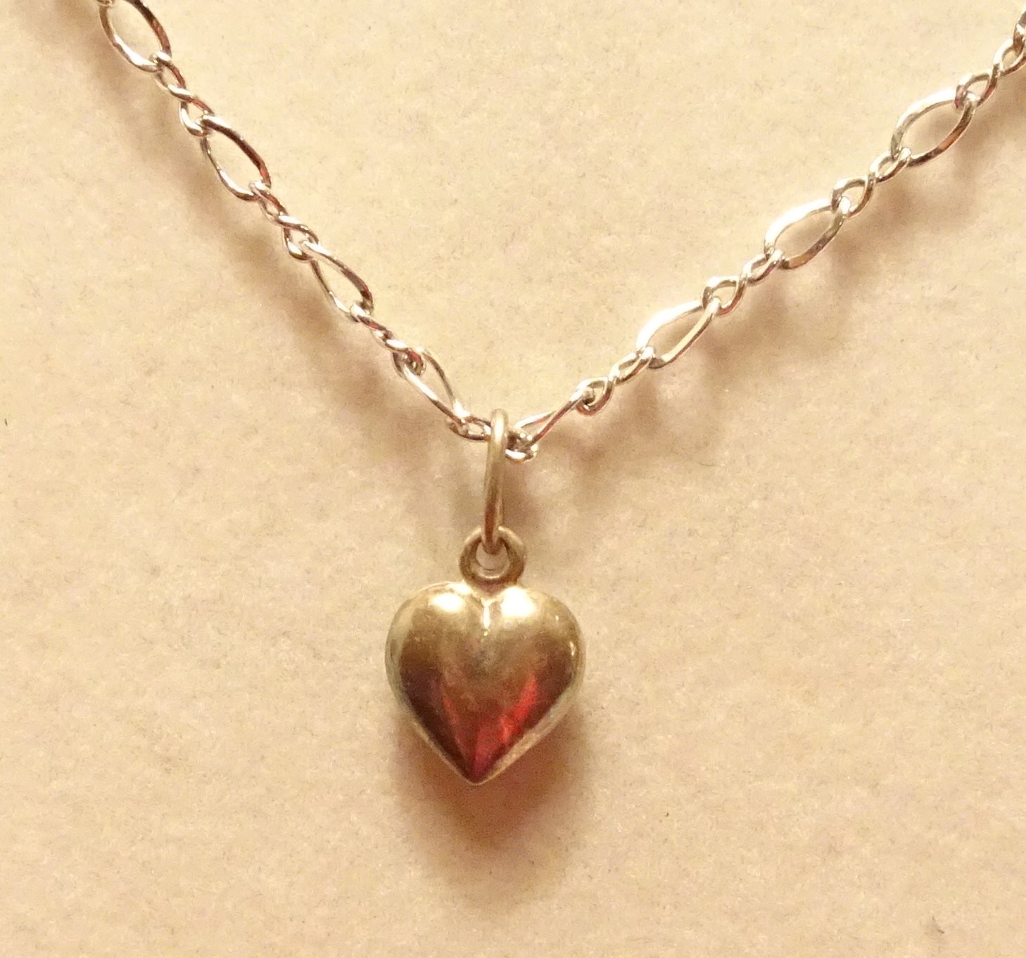 Puff Heart Sterling Silver Necklace Vintage