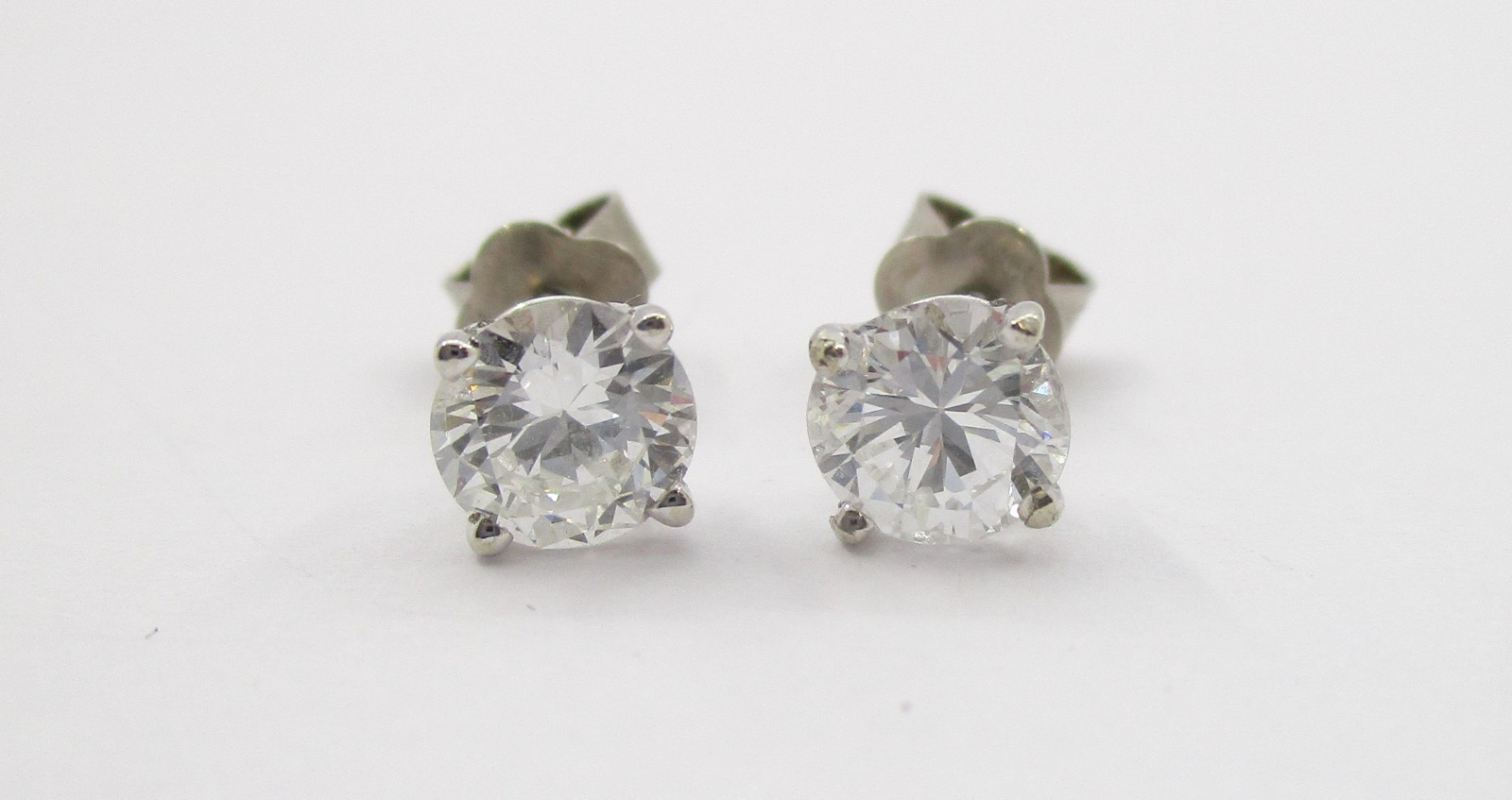 1.11CTW Round Brilliant Cut Diamond Stud Earrings 14 Karat Yellow Gold