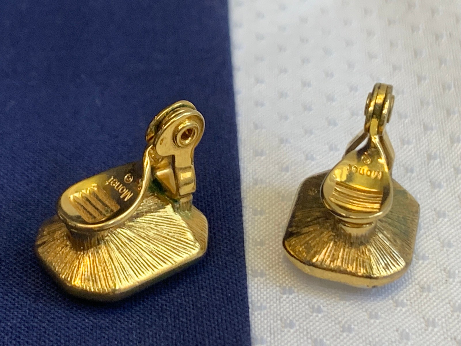 Vtg Clip-On Earring Lot Monet Sarah Coventry Avon Golden Faux Pearl / Gemstones