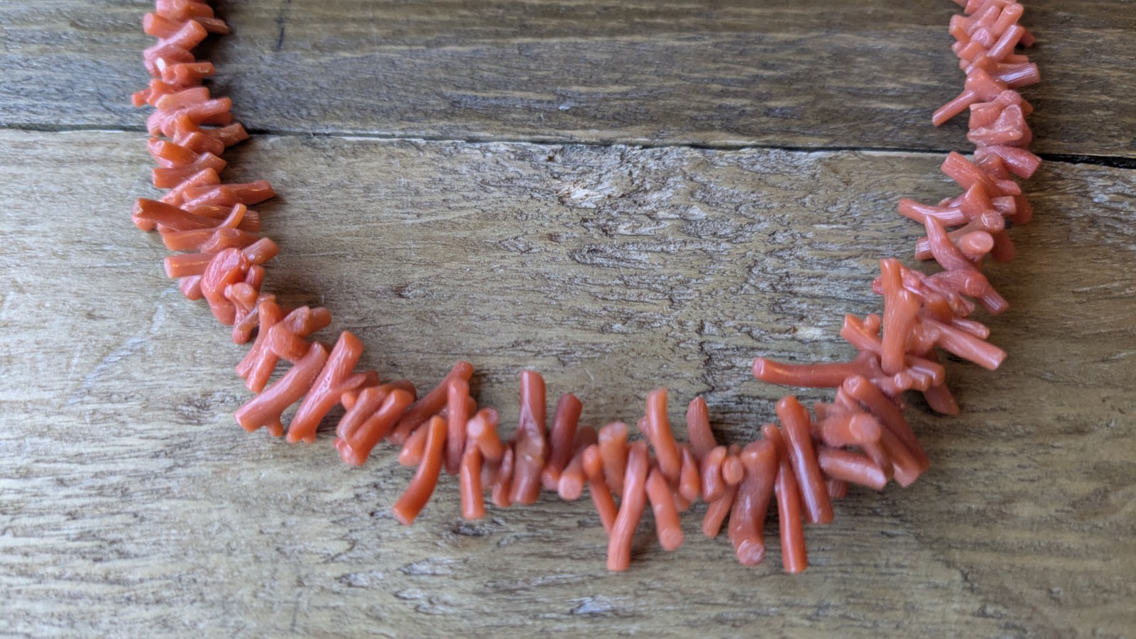 Vintage Native American Navajo Coral Branch Necklace Salmon Color 16″