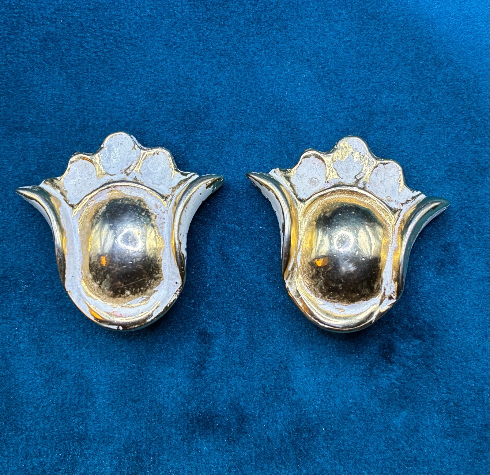 VTG Gold Tone Earring Lot 7 Clip On Zentall Bergere Unmarked AB Rhinestone READ