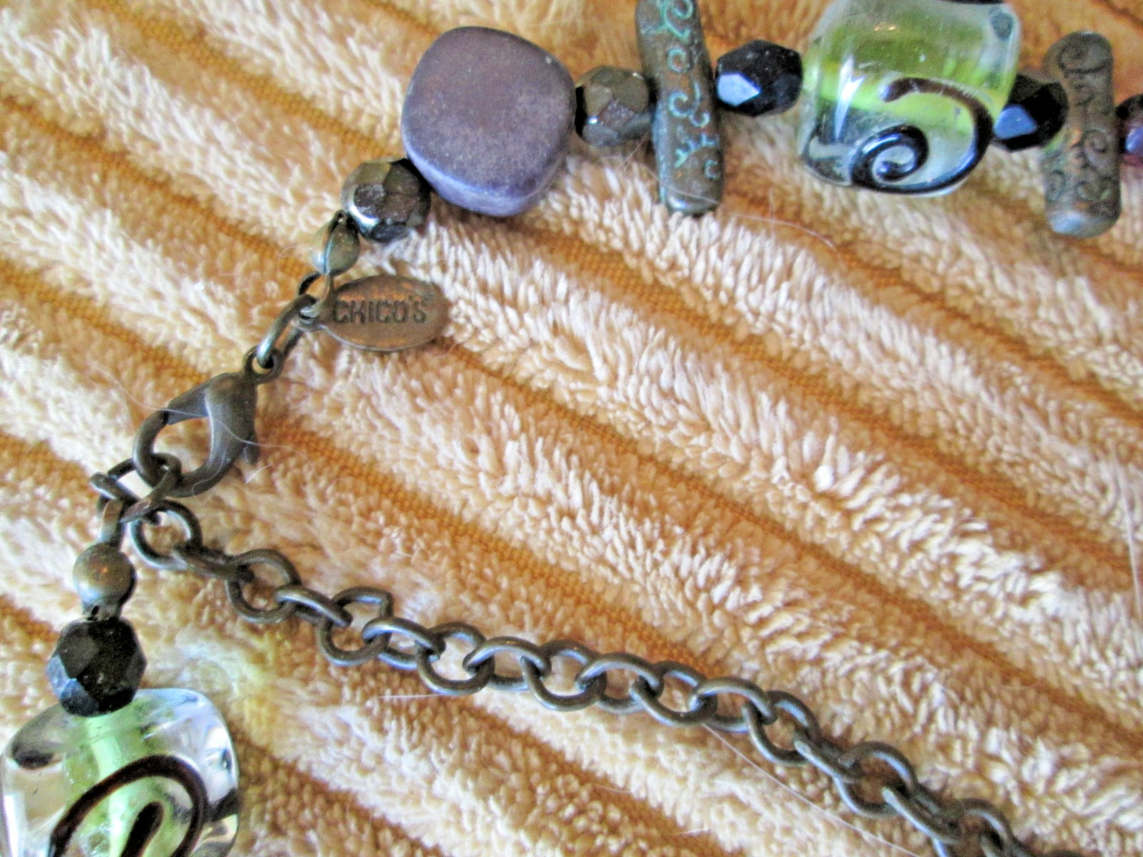 Vintage Chico’s Statement Multicolor Beads Glass Artwork 16″ – 19″ Necklace