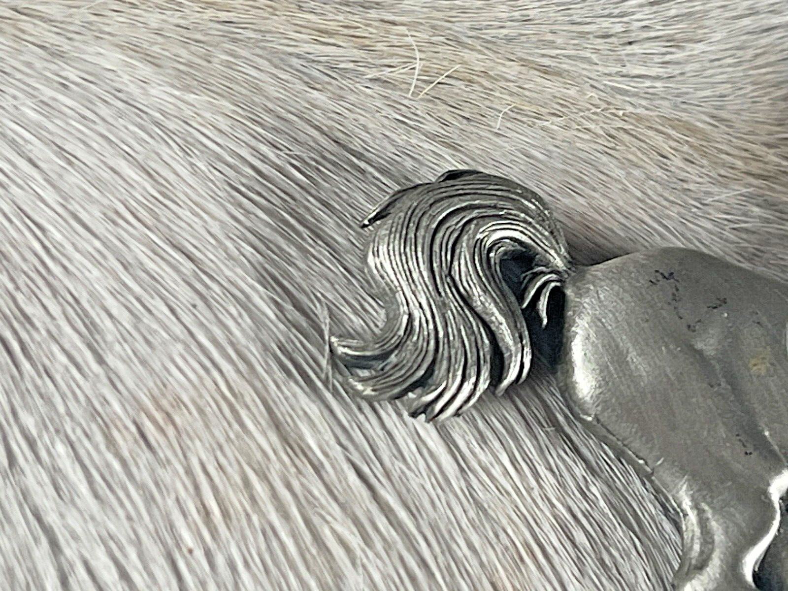 Western Womens Pin 3 x 2 1/4 inch Horse pinback Silver Detailed Features